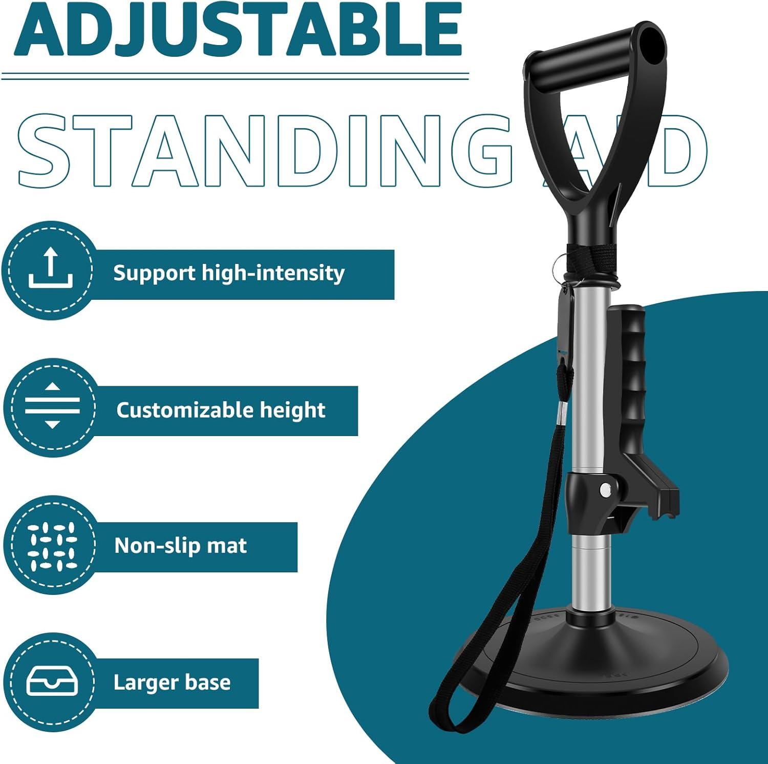 Mobility Aids Tool, Height Adjustable Stand Assist Aid, 6 Inch Base Standing Aids Support, Lift Assist Supports Equipment, for Rising Indoors Garden Outdoor Work image number 1