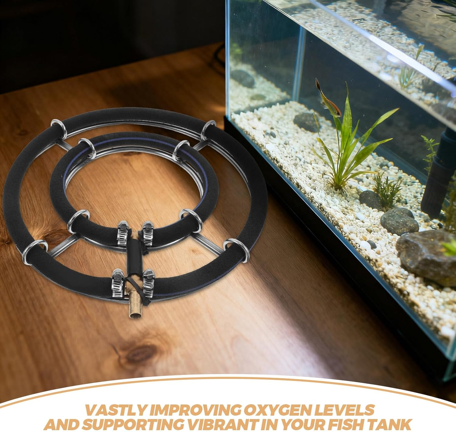 ANDRESLAD Nano Bubble Aquarium Air Stone round Air Bubble Diffuser Ring for Fish Tank and High Efficiency Oxygenation with Uniform Aeration Quiet Operation for Aquatic Health image number 6