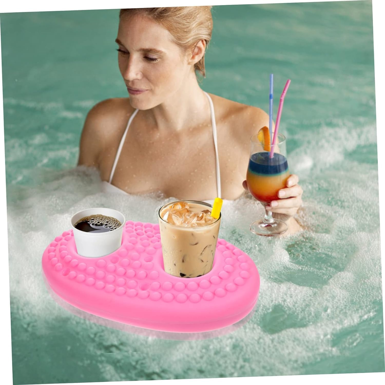 Pool Cup Base Beach Cup Holder Pools for Inflatable Toys for Pool Float Drink Caddy Summer Pool Party Favors Floating Drink Tray Floating Cupholders Pool Supplies Drinks image number 2