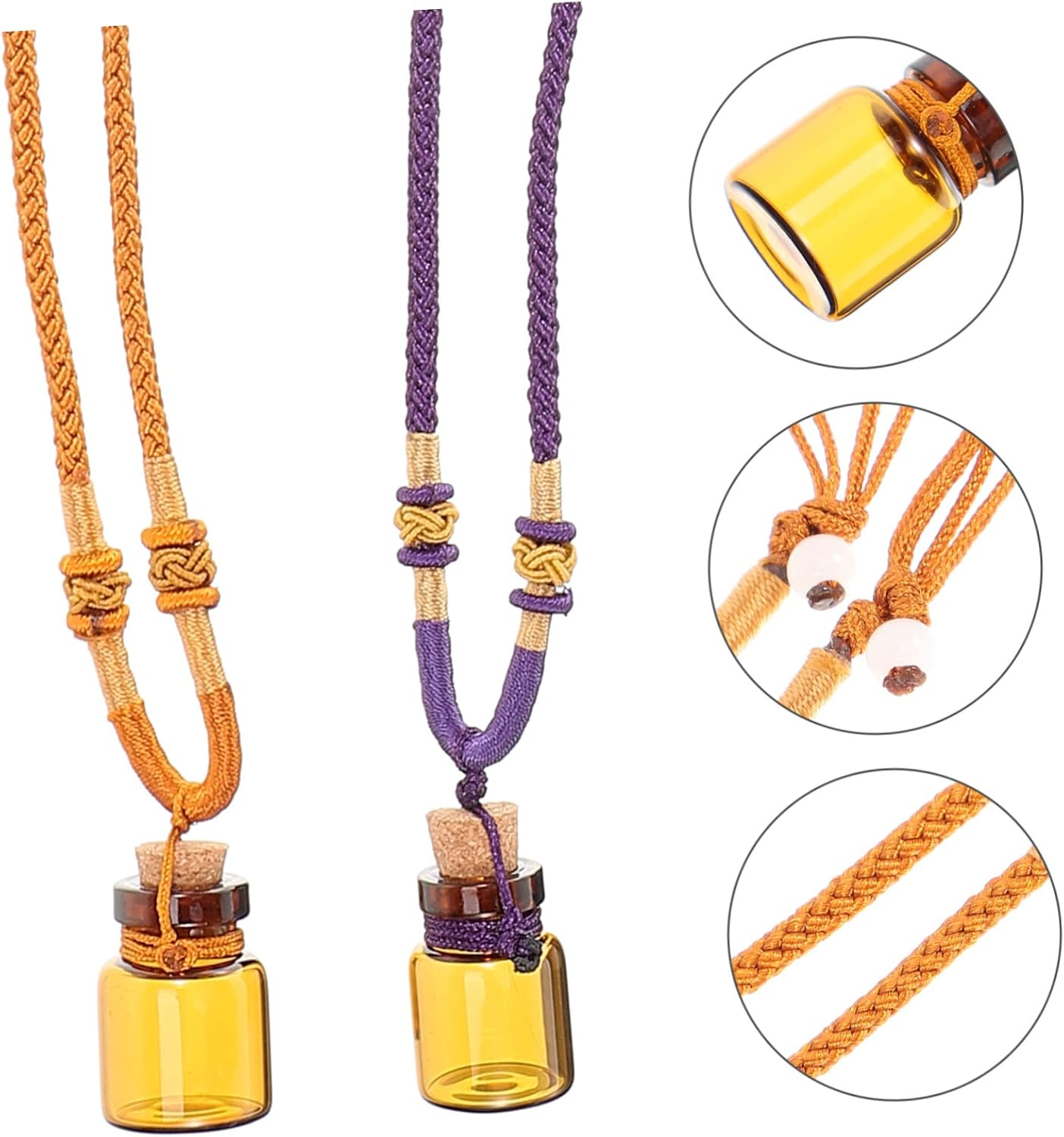 2Pcs Empty Perfume Bottle Pendants Essential Oil Necklace Vintage Travel Bottle Decorative Necklaces image number 2