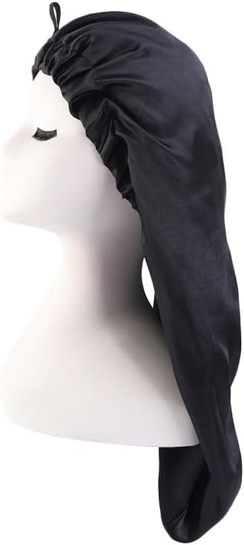 Girl - Shower Cap for Extra Long Hair, Braids, Locs, Twists &ndash; Waterproof &ndash; Snug Fit Guarantees No Leaks &ndash; Easy Button up (Black, One Size)