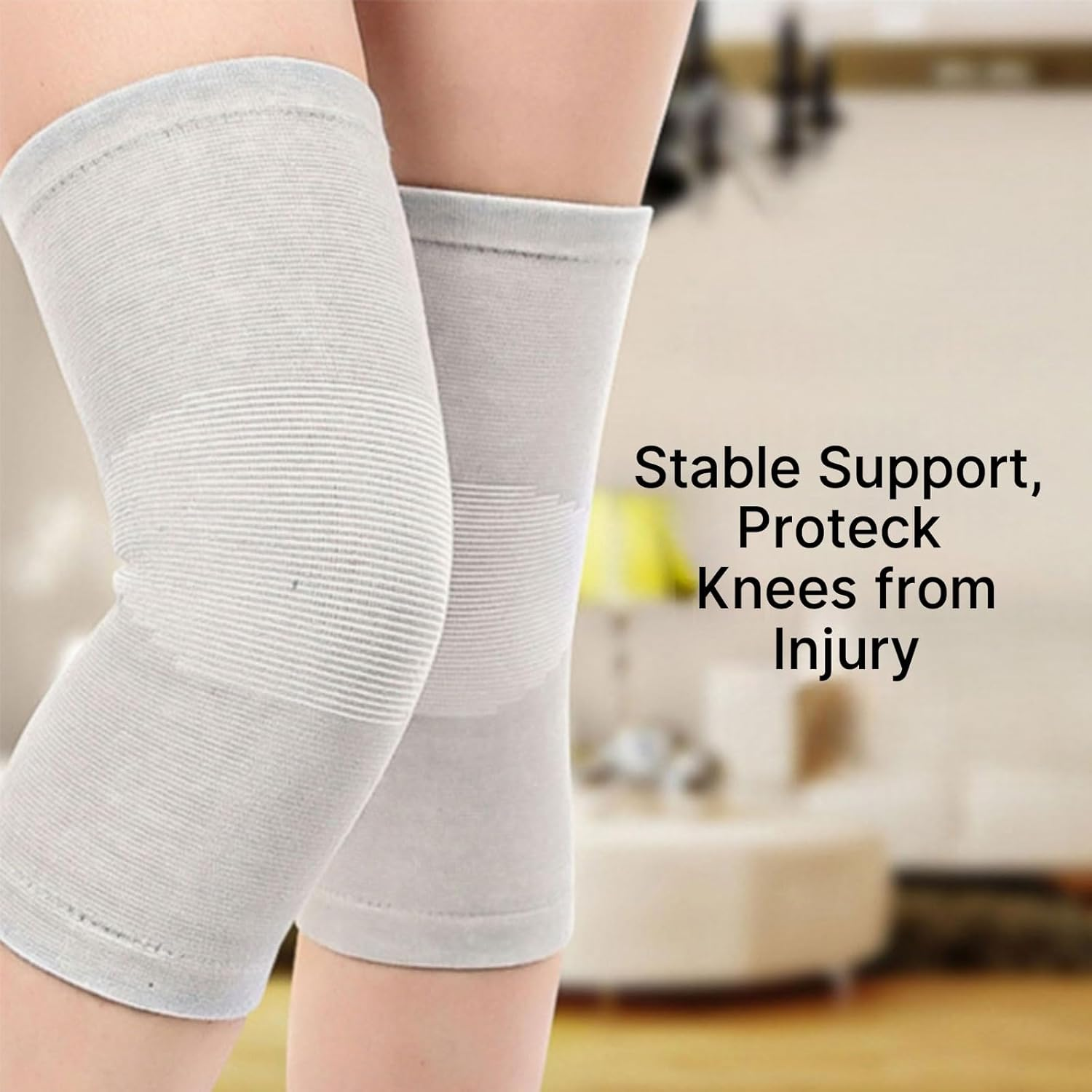 Bamboo Knee Sleeves for Men & Women &ndash; Compression Sleeve for Running, Volleyball, Weightlifting &ndash; Knee Support Brace with Breathable Bamboo Yarn for Enhanced Circulation & Pain Relief (L） image number 2