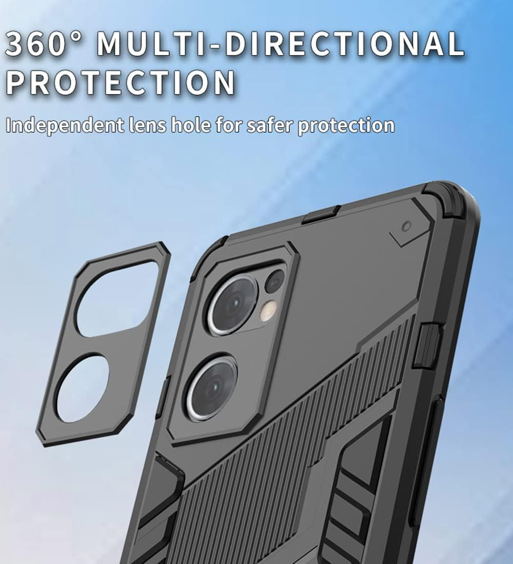 SEAHAI Case for Oppo Find X5 Lite, Military Shockproof Case, Ultra Thin Hard PC Soft TPU Protective Mobile Phone Case with Sturdy Foldable Stand - Green image number 1