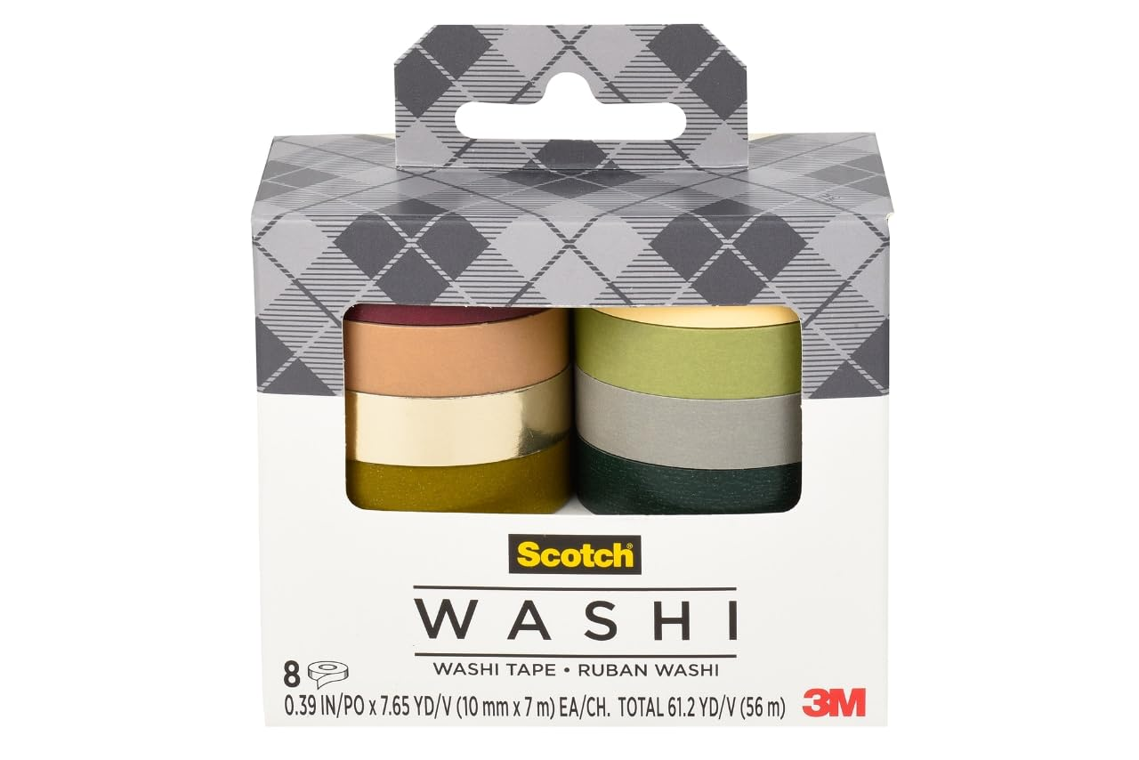 Scotch Washi Tape, Solid Color Rainbow Design, 8 Rolls, Great for Bullet Journaling, Scrapbooking and DIY D&eacute;cor (C1017-8-SOL1)