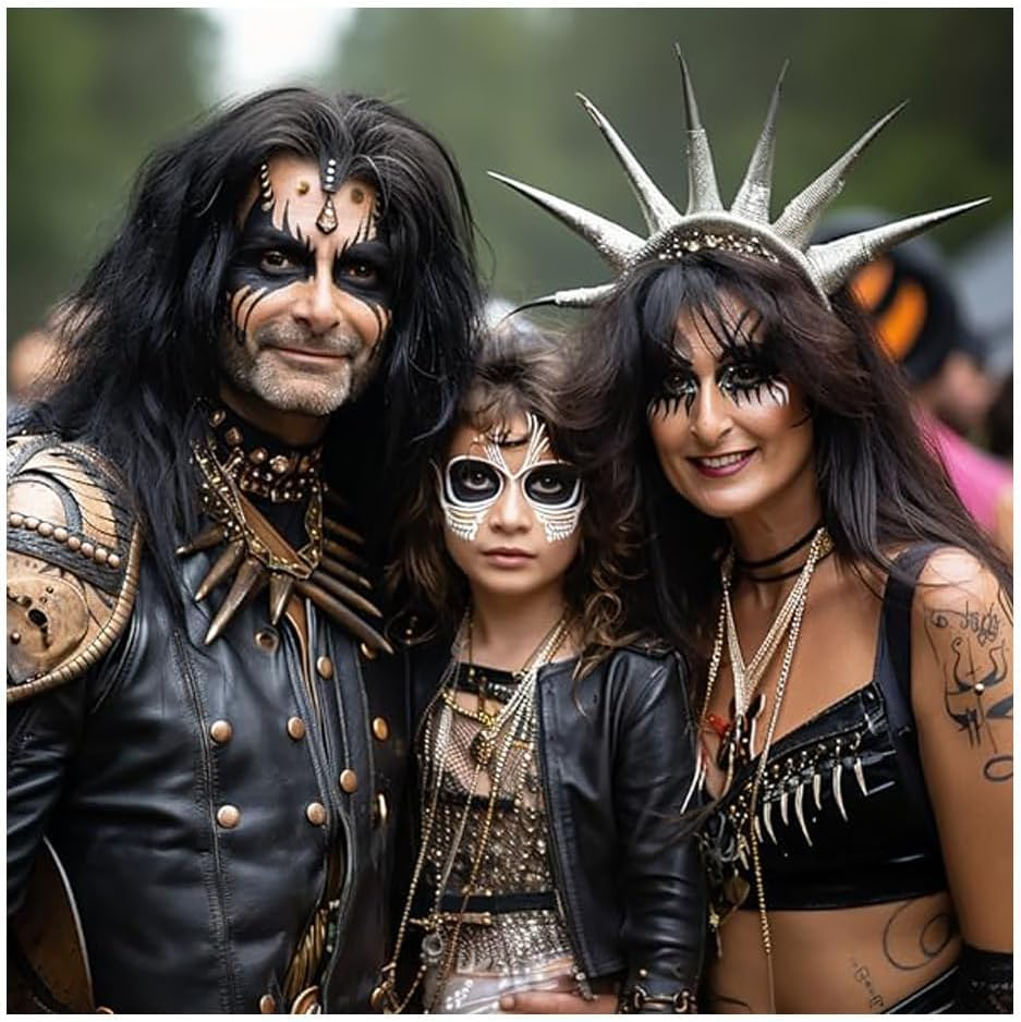 70S 80S Rocker Metal Mullet Wig, Mens Long Curly Black Wig with Glasses Funny Cosplay Mens Hair Wig Halloween Costumes for Party (Black) image number 4