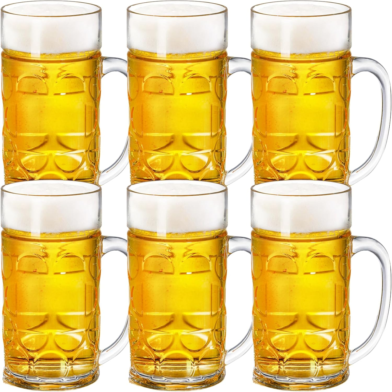 Mezchi 6 Pack Plastic Beer Mugs, 20 Oz./600Ml Beer Steins with Handles, Resuable Beer Drinking Cups, Clear Large Beer Mugs for Bar, Beverages, Alcohol, Freezable, BPA Free image number 4