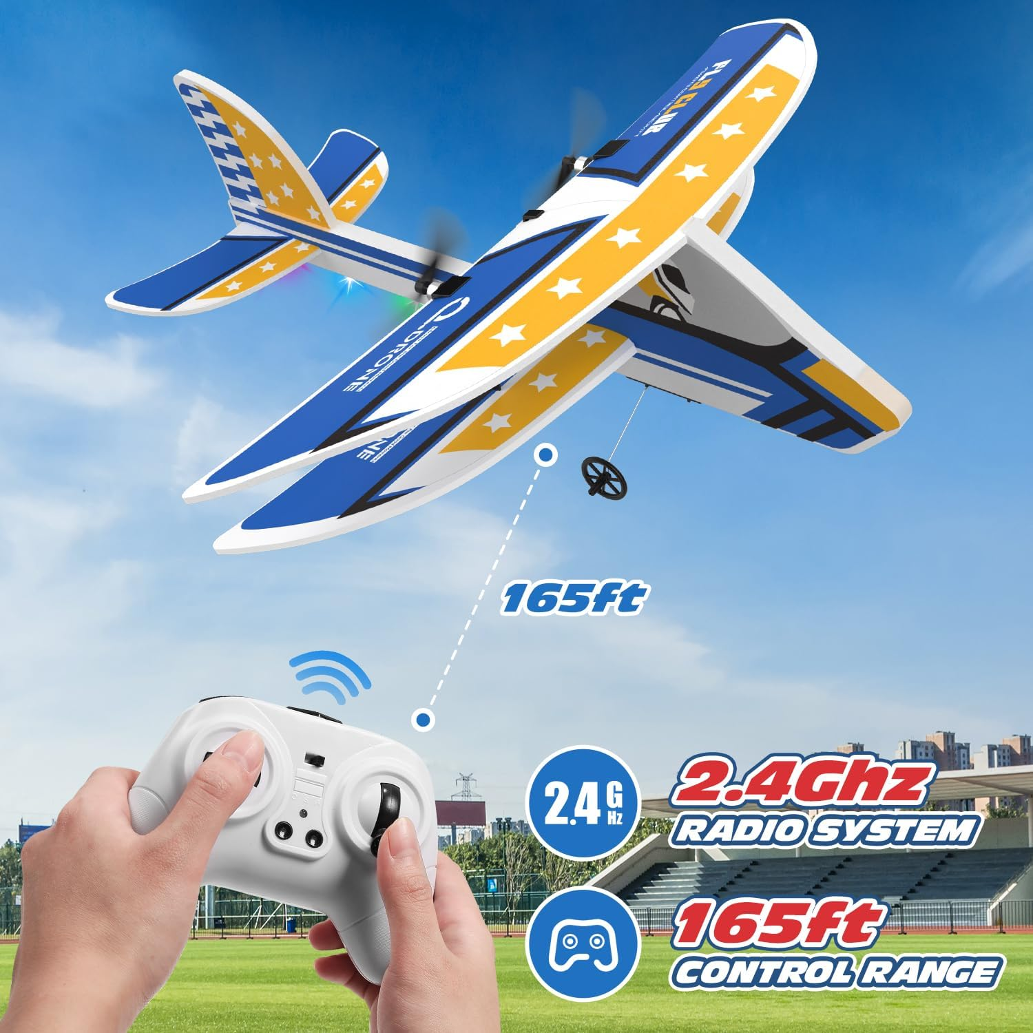 DEERC RC Plane, 2.4GHZ Remote Control Airplane W/ 3 Batteries & 6-Axis Gyro Stabilizer, 2CH RTF RC Glider Toy for Beginners Kids Boys Girls Adults - Red image number 2
