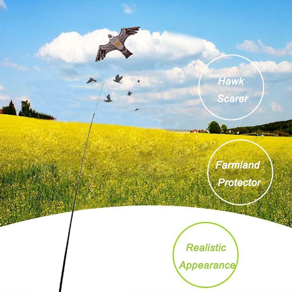 Yomyray Birds Repeller Flying Kite,Simulated Hawk,Flash Reflective Scarer,Wind Power Professional Pigeon Scarer Device for Backyard Lawn and Farm Garden Scarecrow (Kite and Rod-One Set) image number 5
