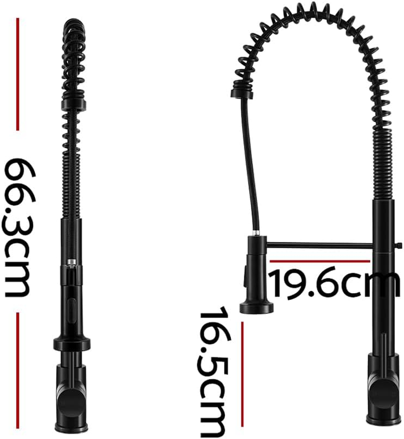 Cefito Kitchen Tap, 360&deg; Gooseneck Sink Mixer Taps Pull Out Spray Head Rotating Faucet Water Aerator Extender for Home Bathroom Laundry, Brass Body Hot and Cold Switch Retractable 120Cm Length Black