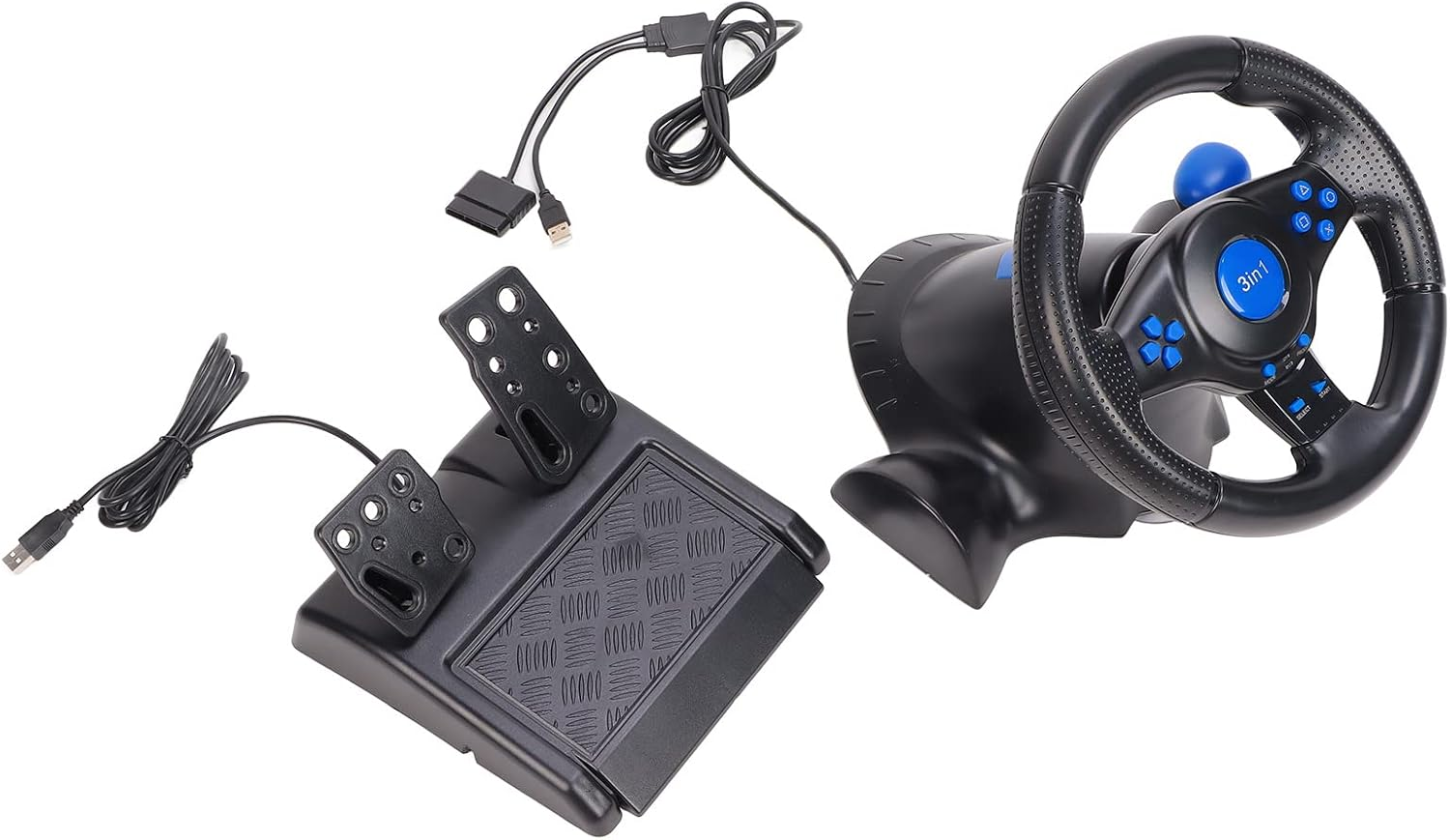 Racing Steering Wheel, 2Axis Computer Game Steering Wheel USB Vibration Power Supply for PS3 image number 2