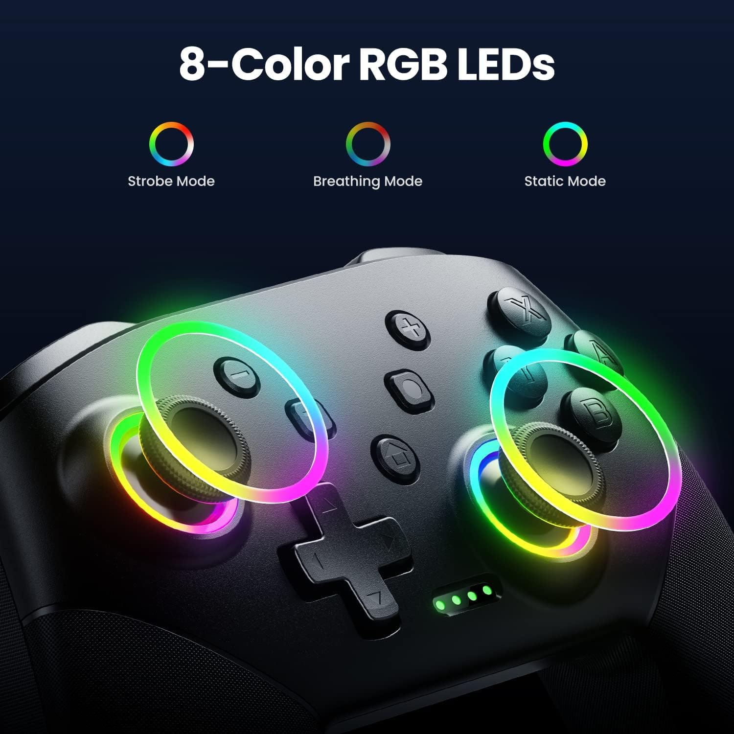 Wireless Switch Controller, Pro Controllers Compatible with Switch Lite/Oled/Android/Ios/Pc, One-Key Pairing Gamepad with 9-Color RGB Leds 1000Mah Battery 6-Axis Motion Wake up Function image number 3