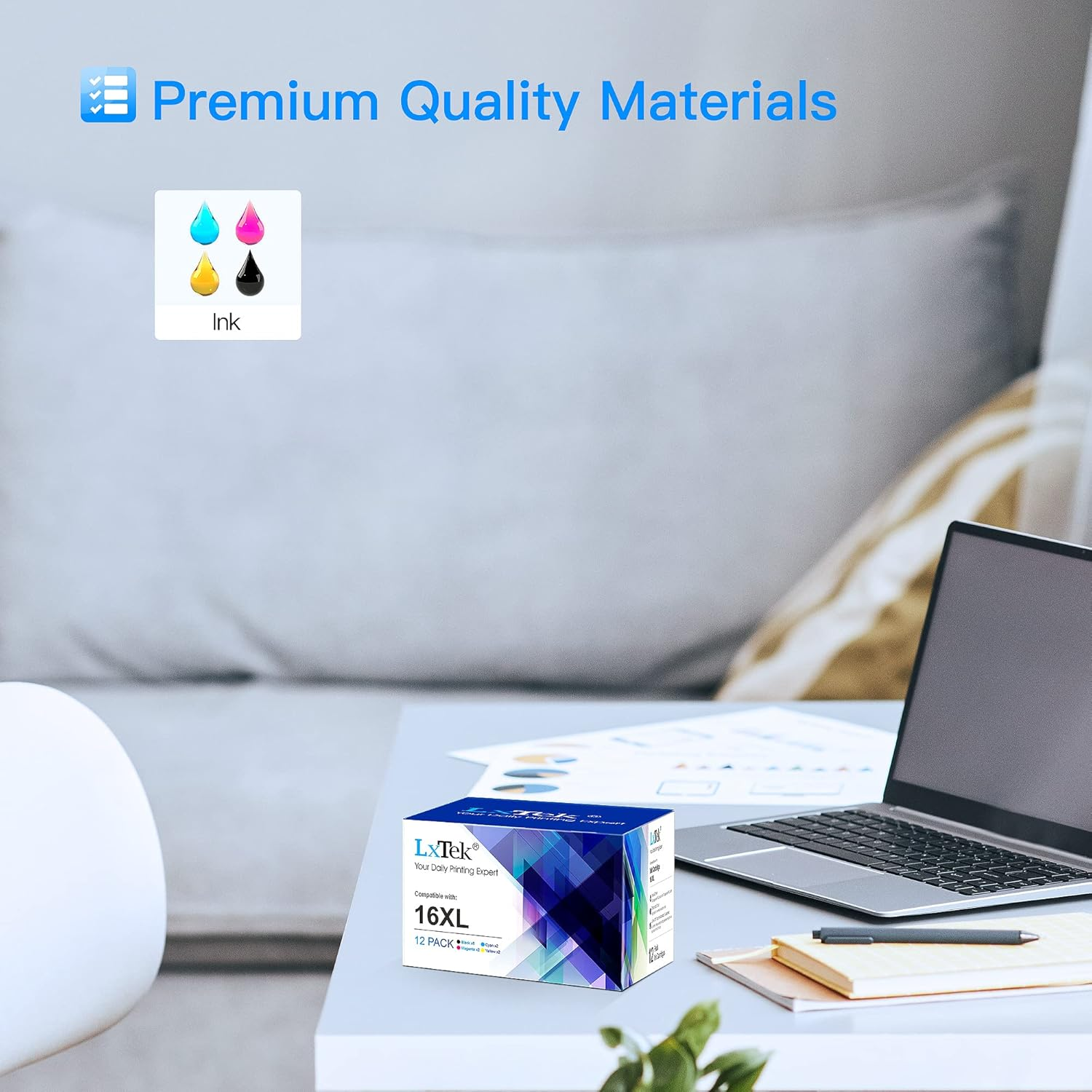 Lxtek 16XL Compatible Ink Cartridge Replacement for Epson 16 XL Ink for Epson Workforce WF-2750 WF-2760 WF-2660 WF-2650 WF-2630 WF-2540 WF-2530 WF-2010 WF-2510 (6 Black 2Cyan 2Magenta 2Yellow,12-Pack) image number 4