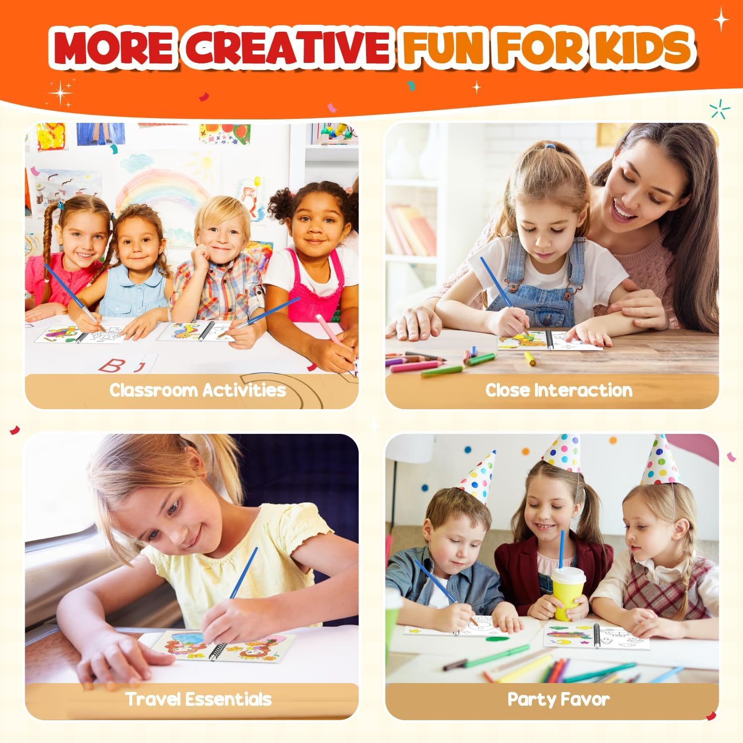 ZMLM 24 Water Coloring Books for Kids Party Favors - Bulk Mini Coloring Books for Kids Ages 4-8,Small Birthday Goodie Bag Stuffers School Teacher Return Gift Art Crafts Classroom Prizes (Classic) image number 4