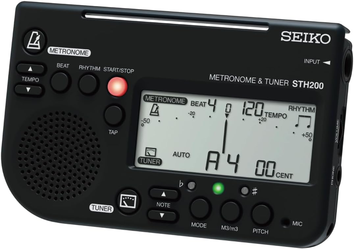 Seiko STH200BL Metronome Tuner, Loud Volume, Can Be Attached to Music Stands, Perfect for Brass Band, Blue