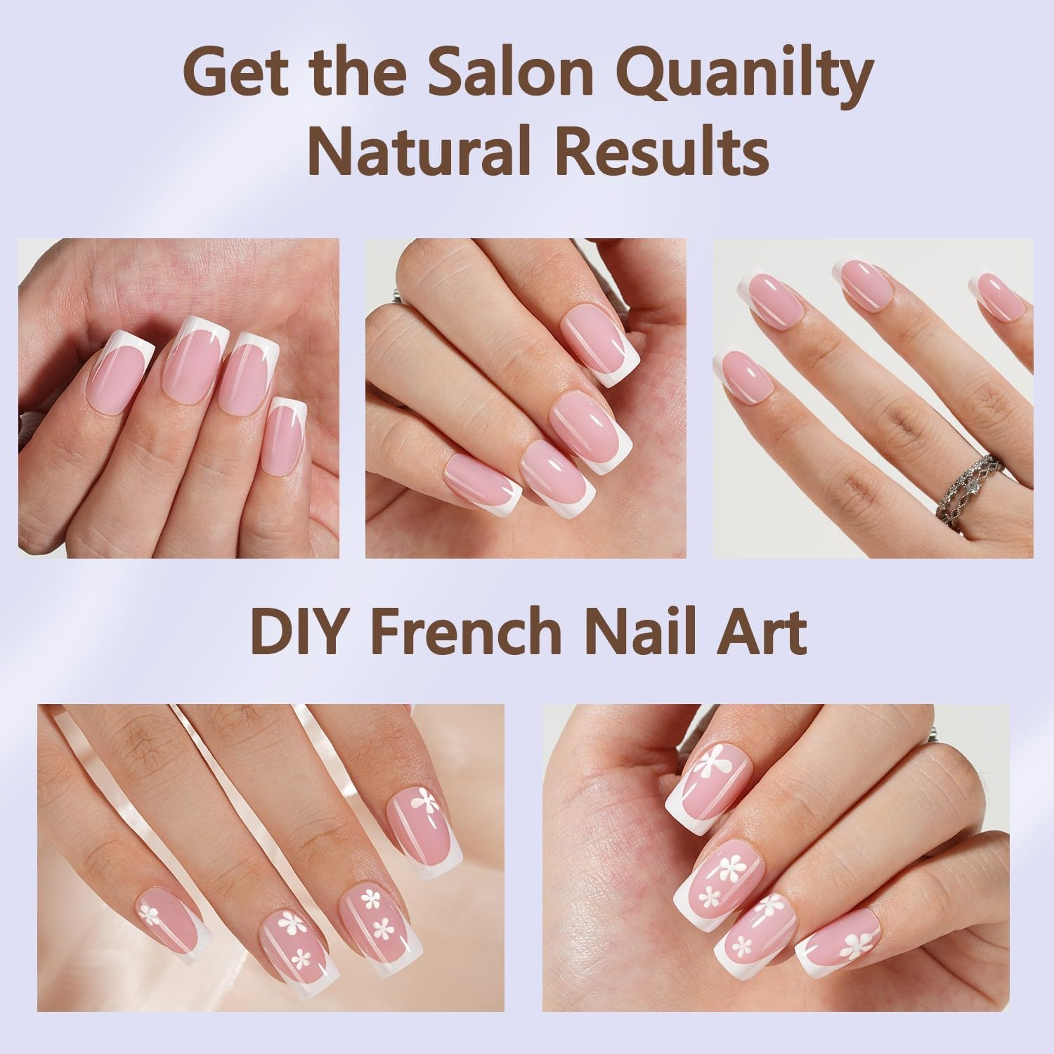 Misssix French Gel Nail Tips 160 Pcs French Tip Press on Nails Short Square Pink No Need to File Predurable Tips Fake Nails for DIY Nails 16 Sizes image number 3