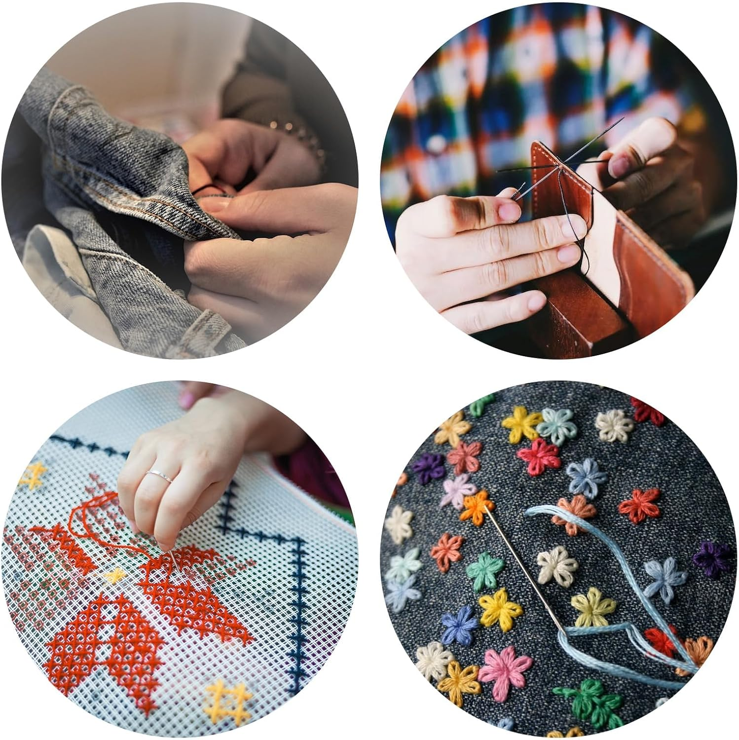 40PCS Sewing Needles Set,Large Eye with Threader & Magnetic Pin Cushion,Embroidery Thread Needle for Hand Sewing, 4 Sizes Stainless Steel Needles, for Embroidery, Crafts Projects and DIY image number 2