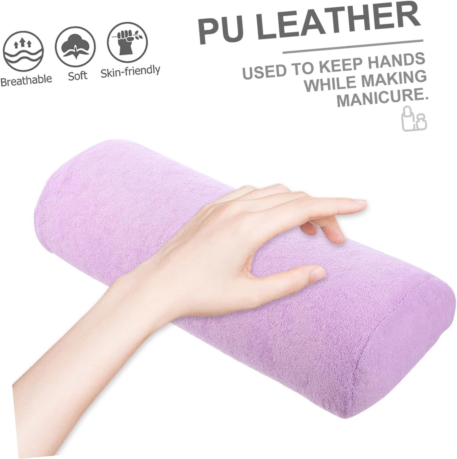 Manicure Nail Art Hand Cushion Wrist Pillow Semi-Circle Cushion Purple Portable Nail Art Hand Support for Salon Use image number 4