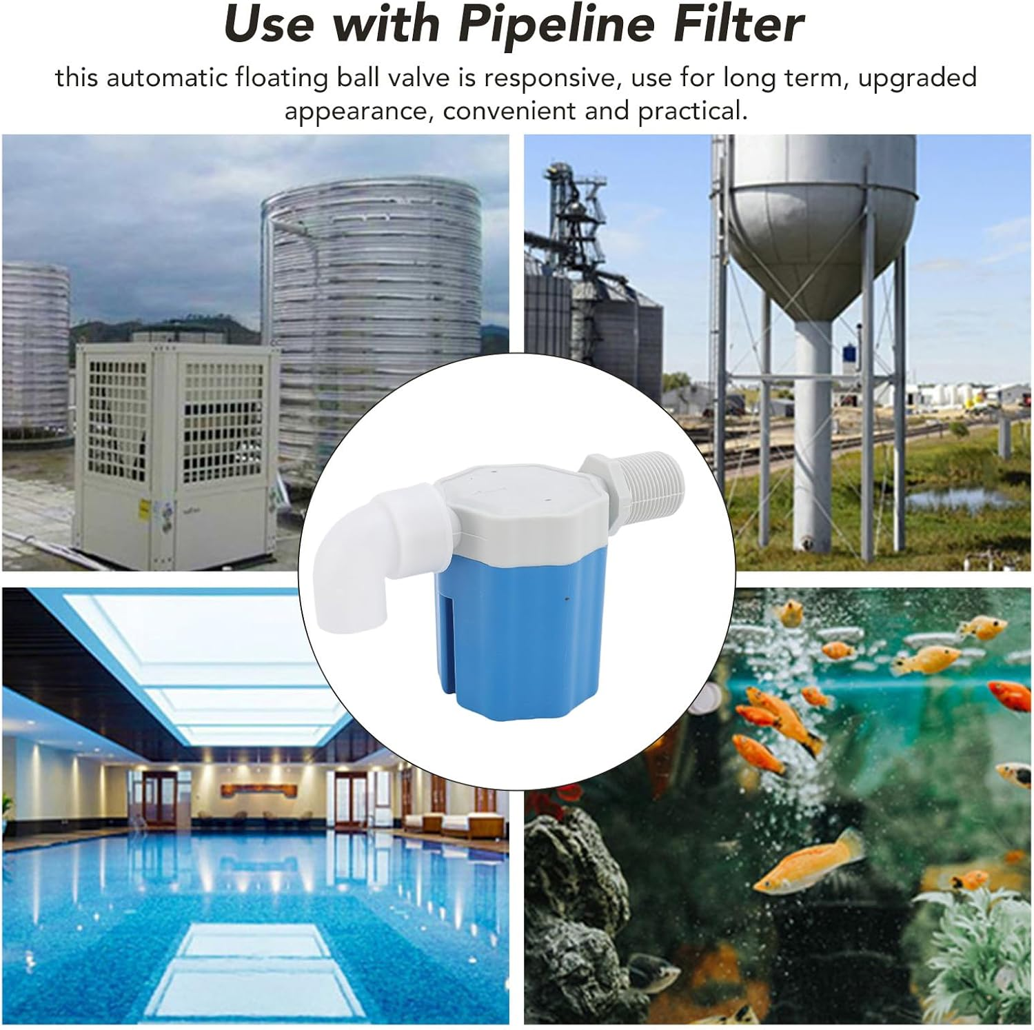 Generic 3/4In Automatic Water Level Control Valve inside Type, Nylon Water Float Valve with Elbow and Filter Net, Uesd for Swimming Pools, Livestock Troughs, Aquariums (Side Inlet) image number 5