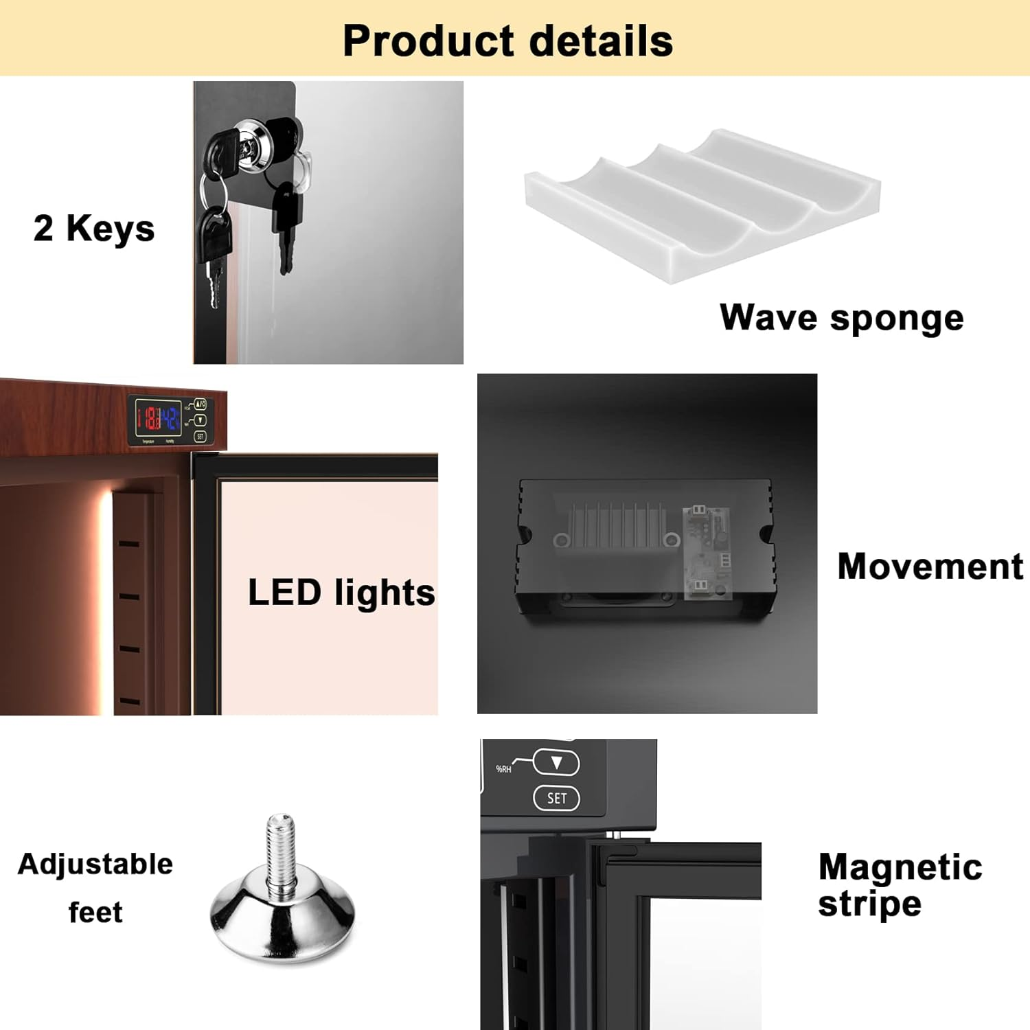 AUTENS 80L Dehumidifying Dry Cabinet Box, Wood Grain Design Digital Control Noiseless and Energy Saving, for Camera Lens and Electronic Equipment Storage,Temperature Humidity LED Dual Screen image number 6