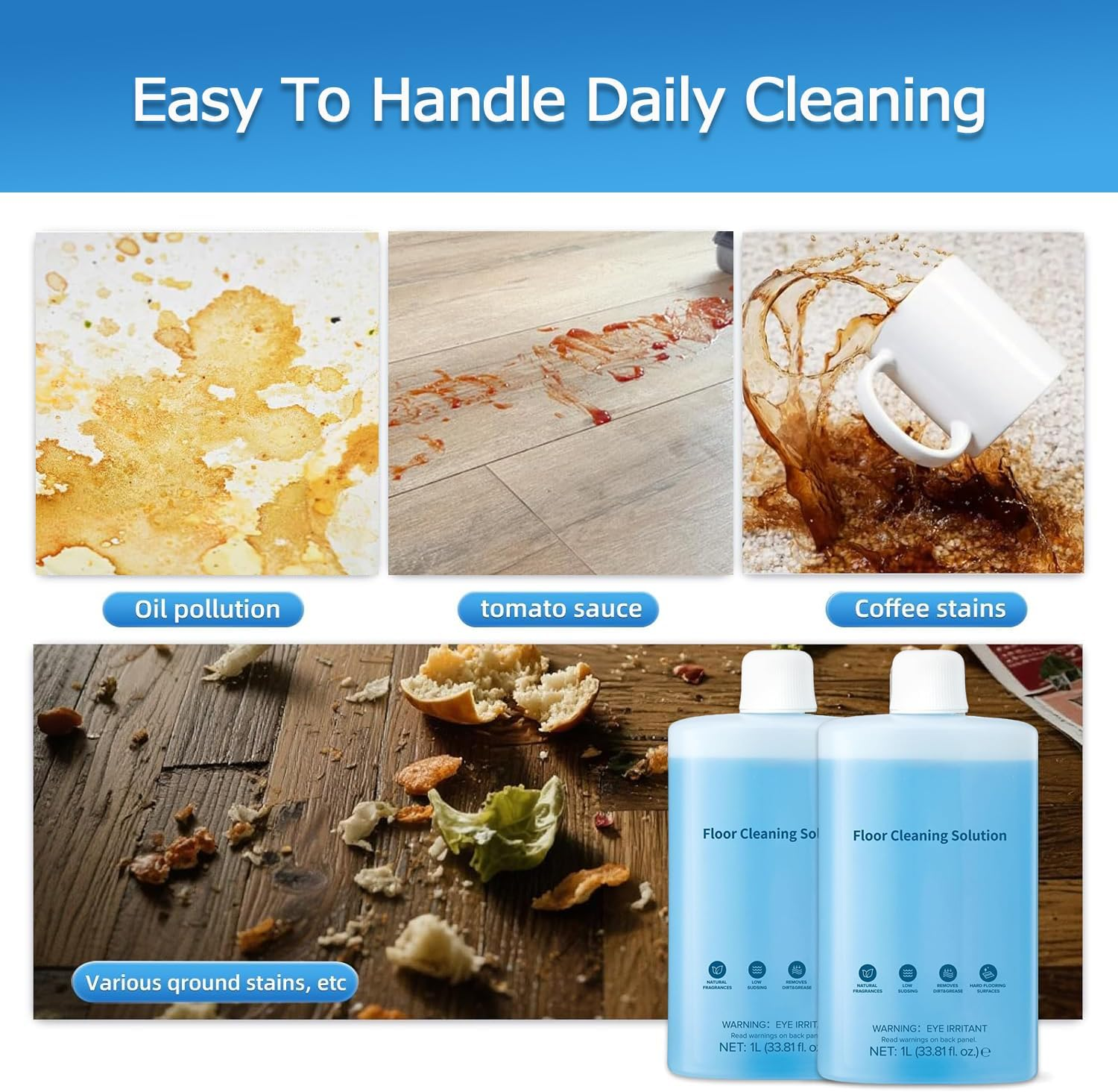 2-Pack Floor Cleaning Solution Compatible with All Roborock, Floor Cleaner for Hardwood, Compatible Robot Vacuums with Mopping and Wet and Dry Vacuum 1L image number 3