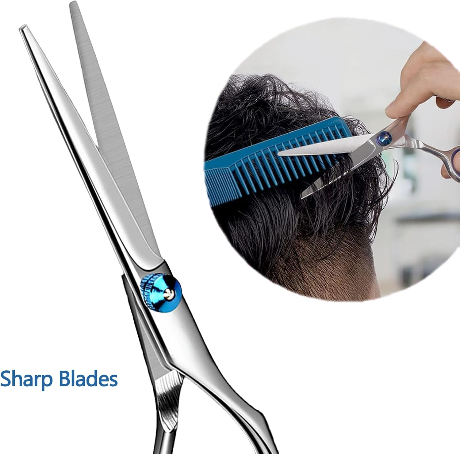 Mchifrys Professional Hair Cutting Scissors 6.5 Inch &ndash; Stainless Steel Hairdressing Barber Scissors with Comb, Precision Shears for Salon & Home Use image number 4