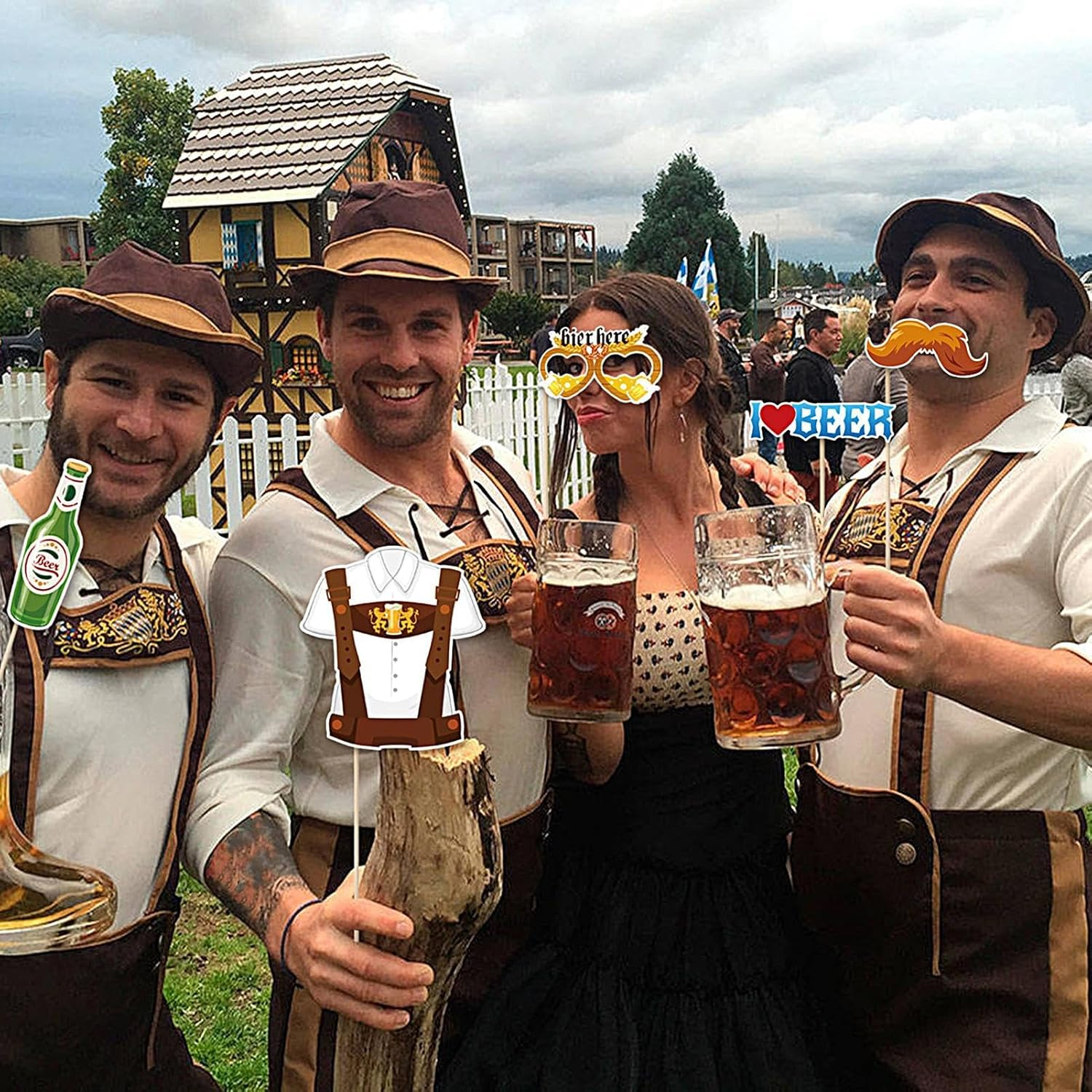 Oktoberfest Photo Booth Props, German Oktoberfest Photo Booth Props | Reusable Holiday Decor for Selfie Culture Fans Events Halloween Birthday Club Women Men image number 6