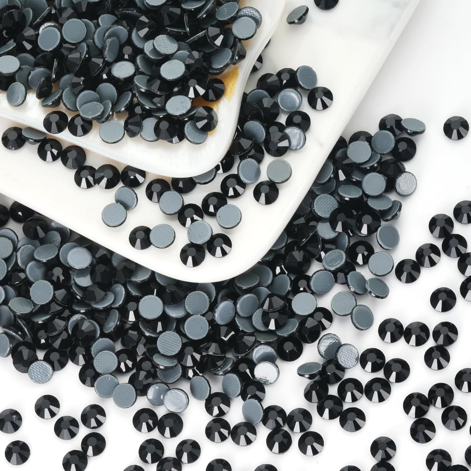 YHMQ DU Hotfix Rhinestones, Bulk, 2000 Crystal Hotfix Rhinestones for Crafts, Clothing, DIY Decoration, Black SS30, 6.4-6.6 Mm
