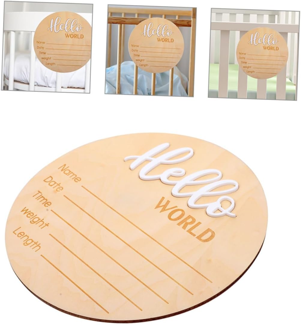 2Pcs Wooden Shower Name Sign Birth Announcement Plaque Newborn Decor Photo Prop for Party image number 4