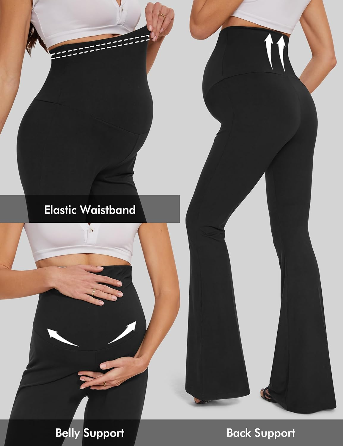 Rheane Buttery Soft Maternity Flare Leggings over the Belly/High Waisted Bell Bottom Pants for Yoga Casual Lounge image number 6