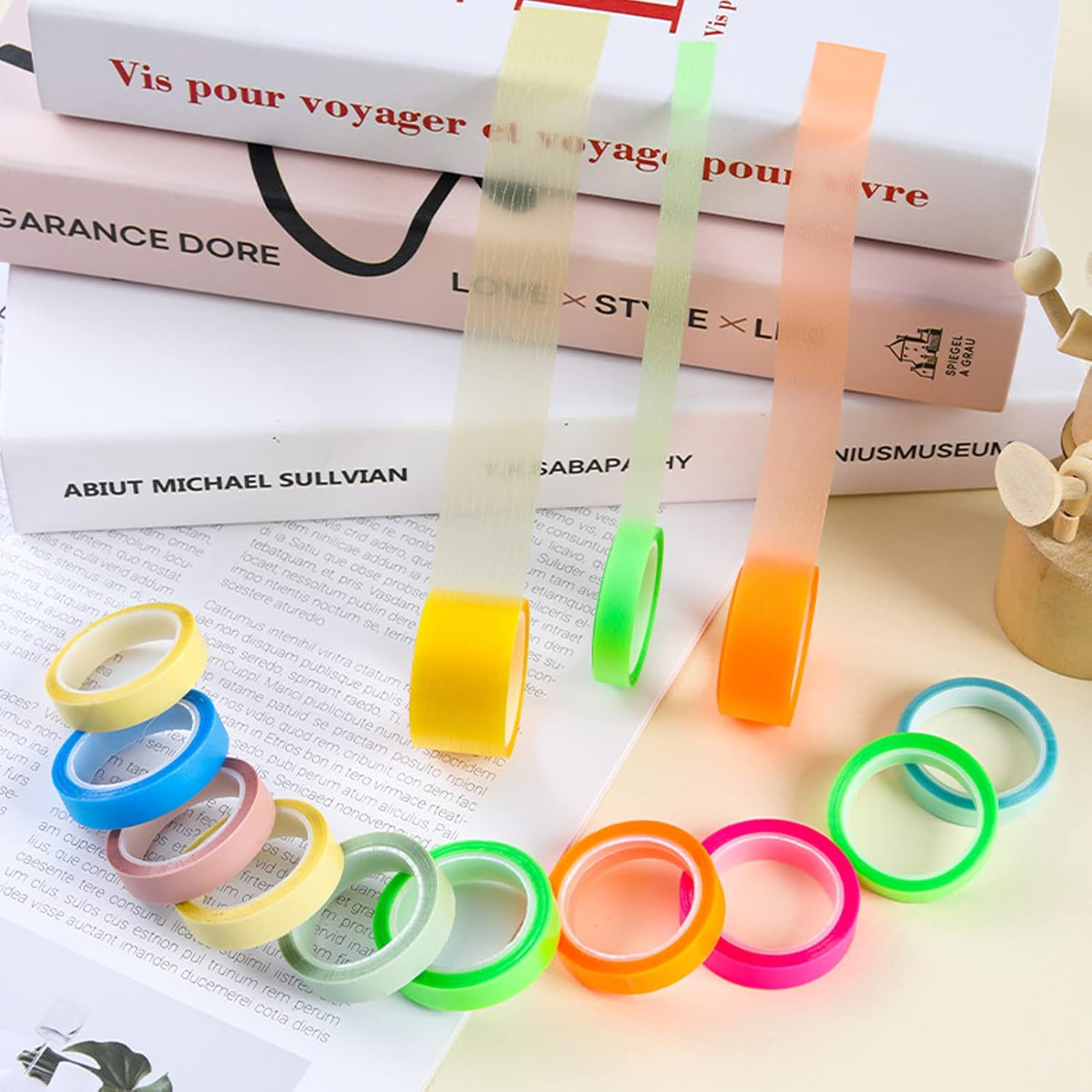 Transparent Highlighter Tapes Writable, Thin Sticky Tabs, Index Tabs, 5 Colors Annotation Tabs, Page Markers, Scores-Marks, Book Tabs, Marking Sticker for Office School Supplies (6Mm X 5M) image number 2