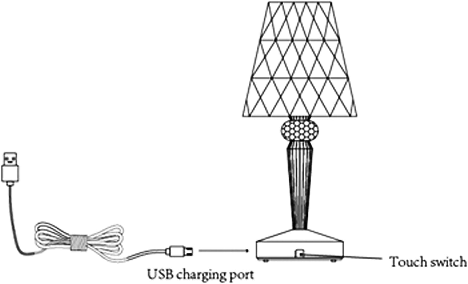 Lightsup Online Eugenia Crystal-Cut Clear Acrylic Touch Table Lamp, Wireless Rechargeable Battery Operated Night Light with 3 Color Temperatures for Bedroom, Living Room, Desk Decor image number 2