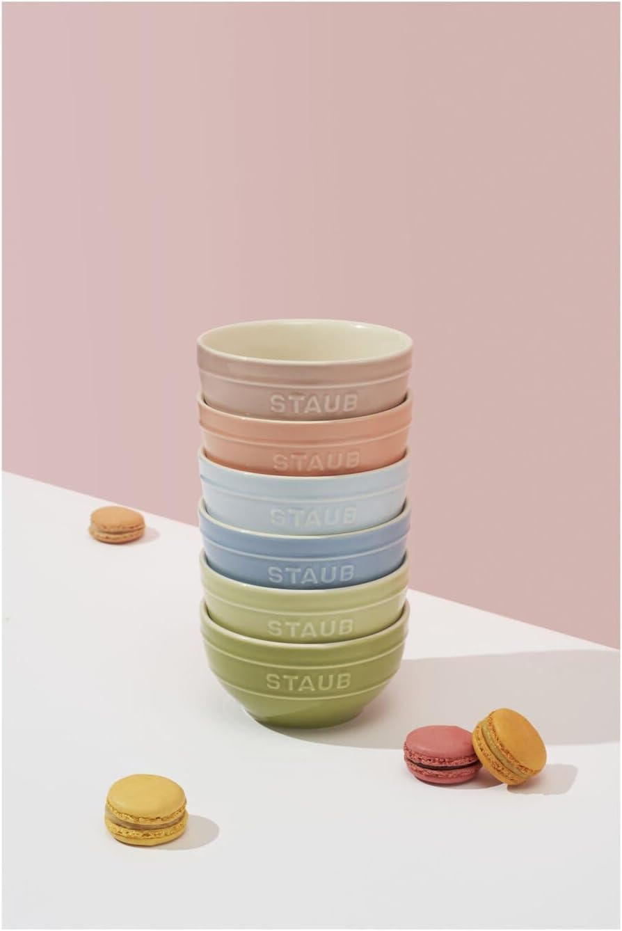 STAUB Ceramique Macaron Bowls, 400 Ml, Cereal Bowls, Serving Bowls, Dessert Bowls, Mixed Colours, Ceramic, 12 Cm, Set of 6 - Macaron image number 2