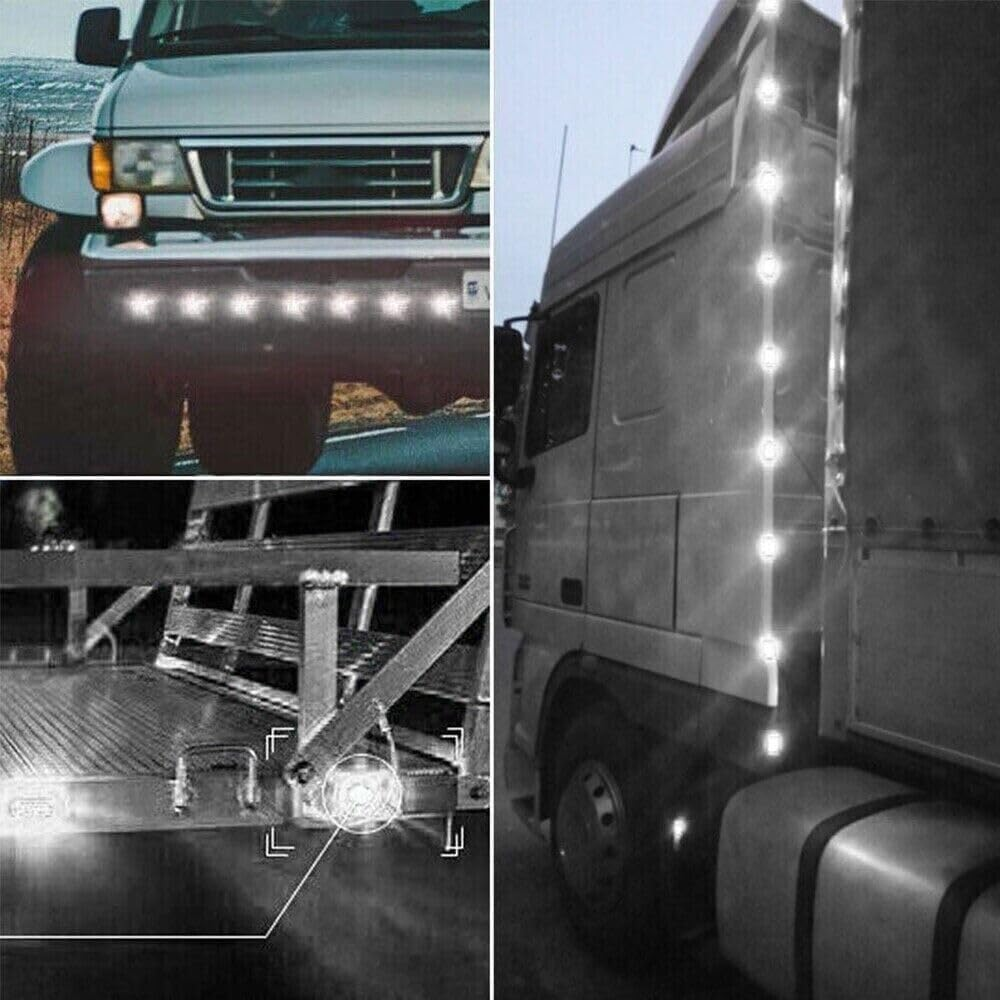 Leona Co 10 Pack 12V 2.5" Oval Led Truck Side Marker Light Surface Mount, Sealed Trailer Led Clearance and Side Marker Lights, Black Base, Rectangular Rectangle Led Lights (WHITE) image number 3