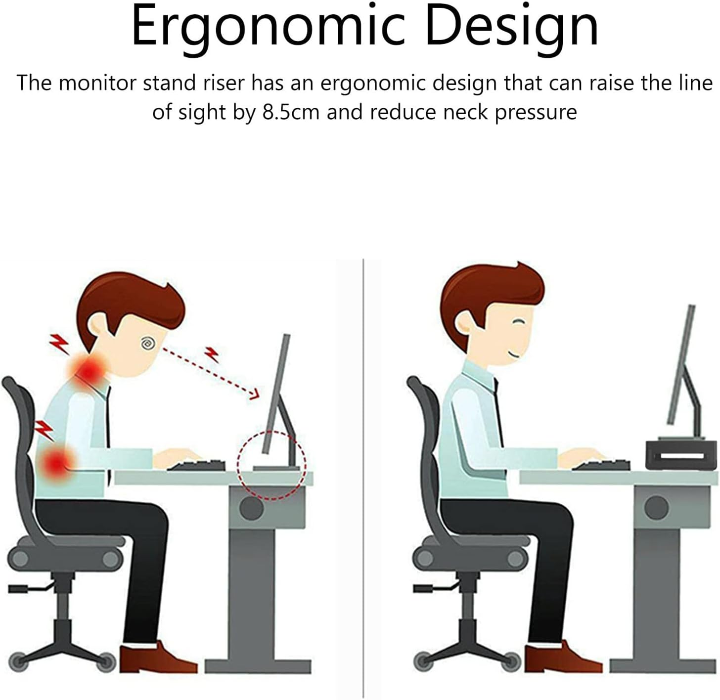 Veylenix Monitor Stand with USB 3.0 and Charging Prot, Foldable Computer Monitor Riser for Desk, Laptop with Storage Drawer and Tablet Phone Hold, Black image number 6
