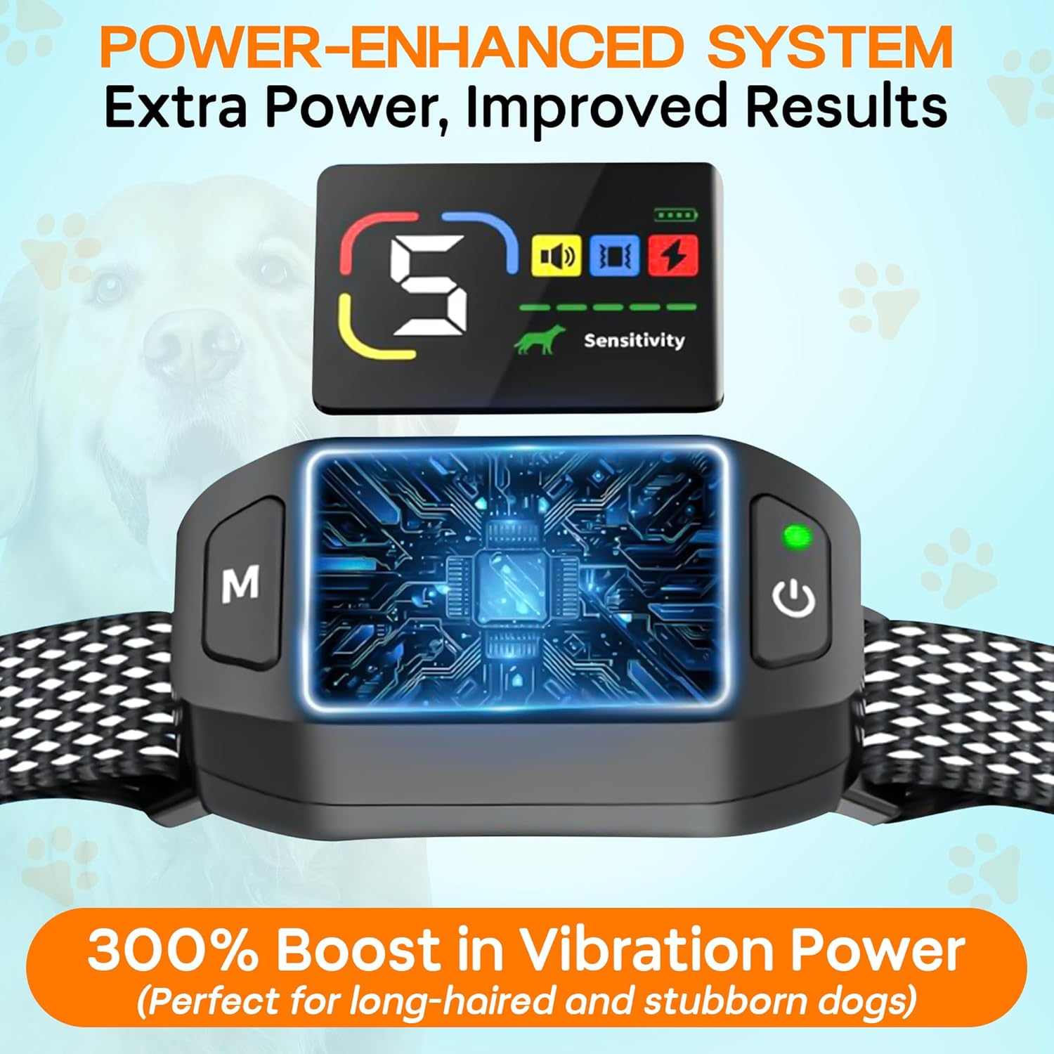 Dog Bark Collar for Small, Medium, and Large Dogs &ndash; Rechargeable Smart Collar with 5 Adjustable Sensitivity Levels, Beep & Vibration Modes &ndash; Includes Training Combo Set (Collar with Clicker & Whistle)