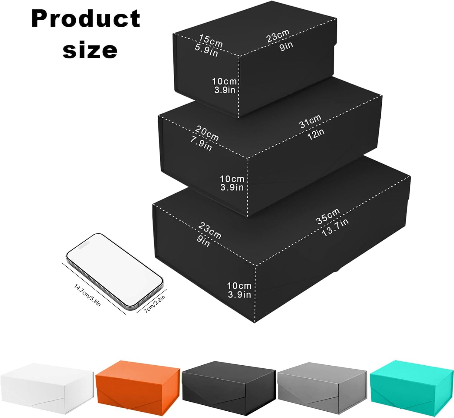 Black Elegance for Special Moments, Jewelry, Watches. 2Pcs Bridesmaid Boxes, Birthday Box, Magnetic Closure Box, Perfect for Anniversaries - (Black, 31X20X10Cm) image number 4