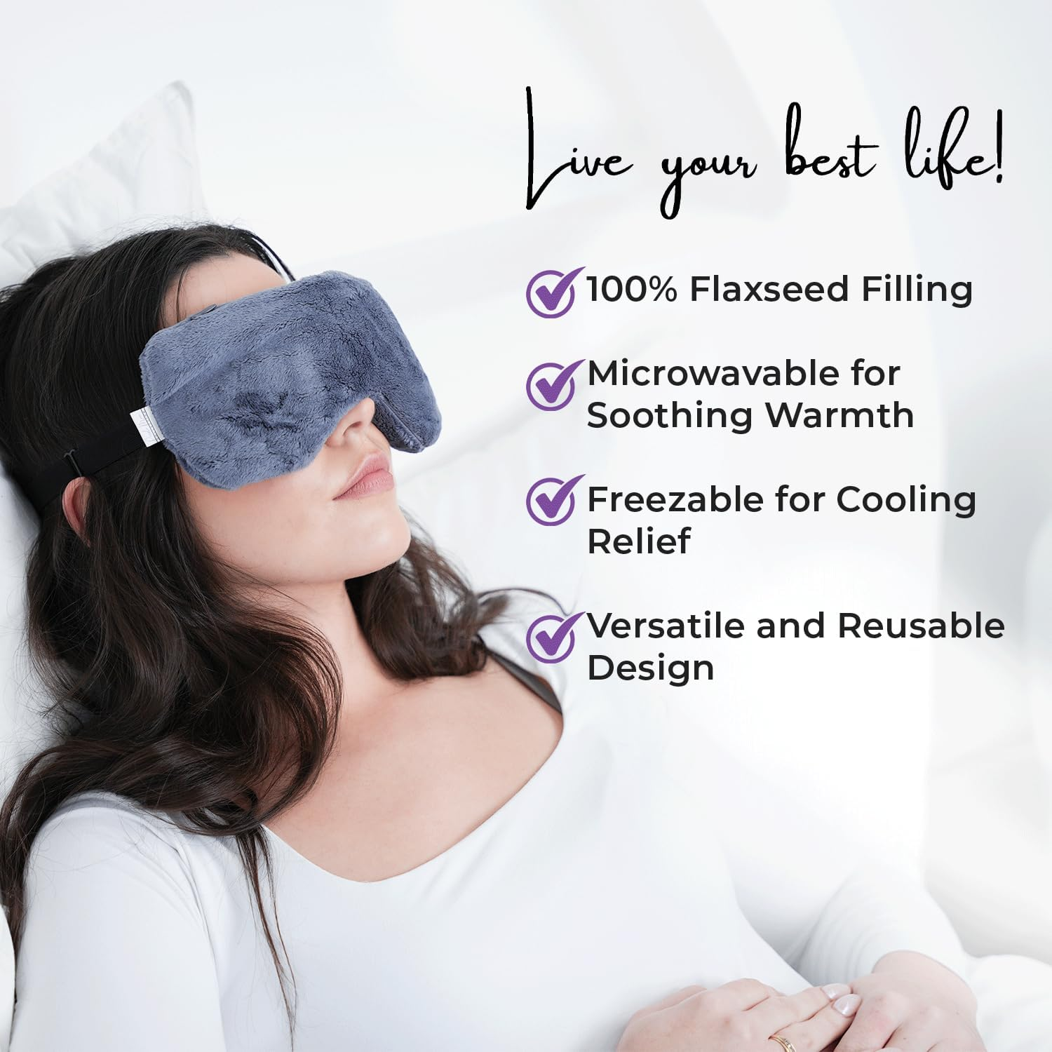 Heated Eye Mask for Dry Eyes Relief, Blepharitis Stye Eye Treatment - Sleep Mask, Dry Eye Therapy Mask, Sleeping Microwavable Moist Heat Pack, Heated Compress - Hot Weighted Warm Compress Heating Pad image number 6