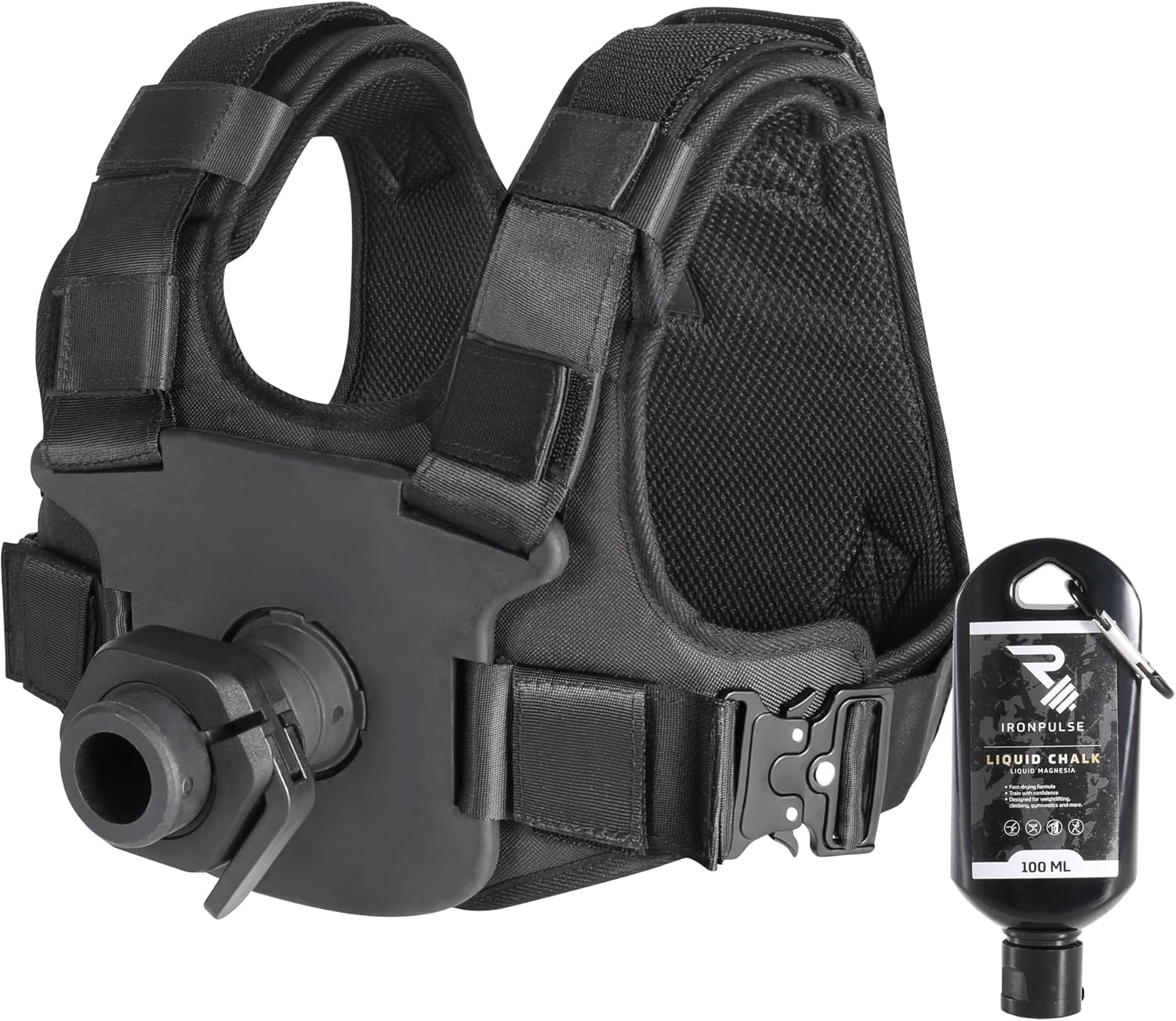 IRONPULSE | Gilet Lest&eacute; Muscle Kit, Crossfit, Running - Compatible Poids Standard Diameter 50 Mm - 80 Kg Max - 2 Necklaces Stop Disque & Magn&eacute;sie Liquide Inclus image number 3