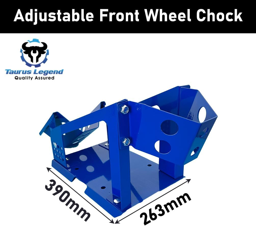 17"-21" Motorcycle Front Wheel Chock 12 Adjustable Holes Trailer Stand Blue