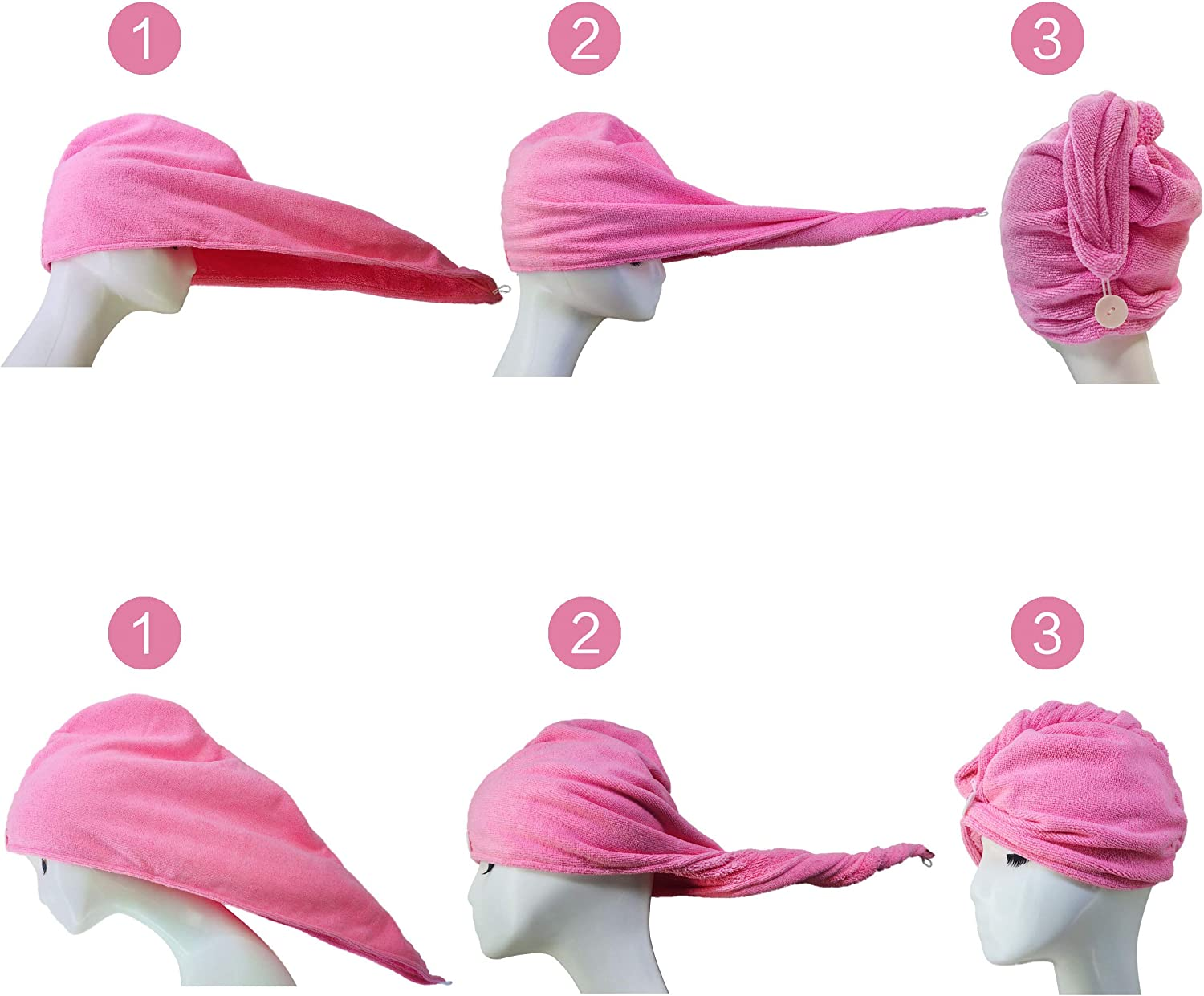 Polyte Microfibre Hair Turban Wrap Drying Towel, 30 X 71 Cm, 2 Pack (Dark Gray) image number 2