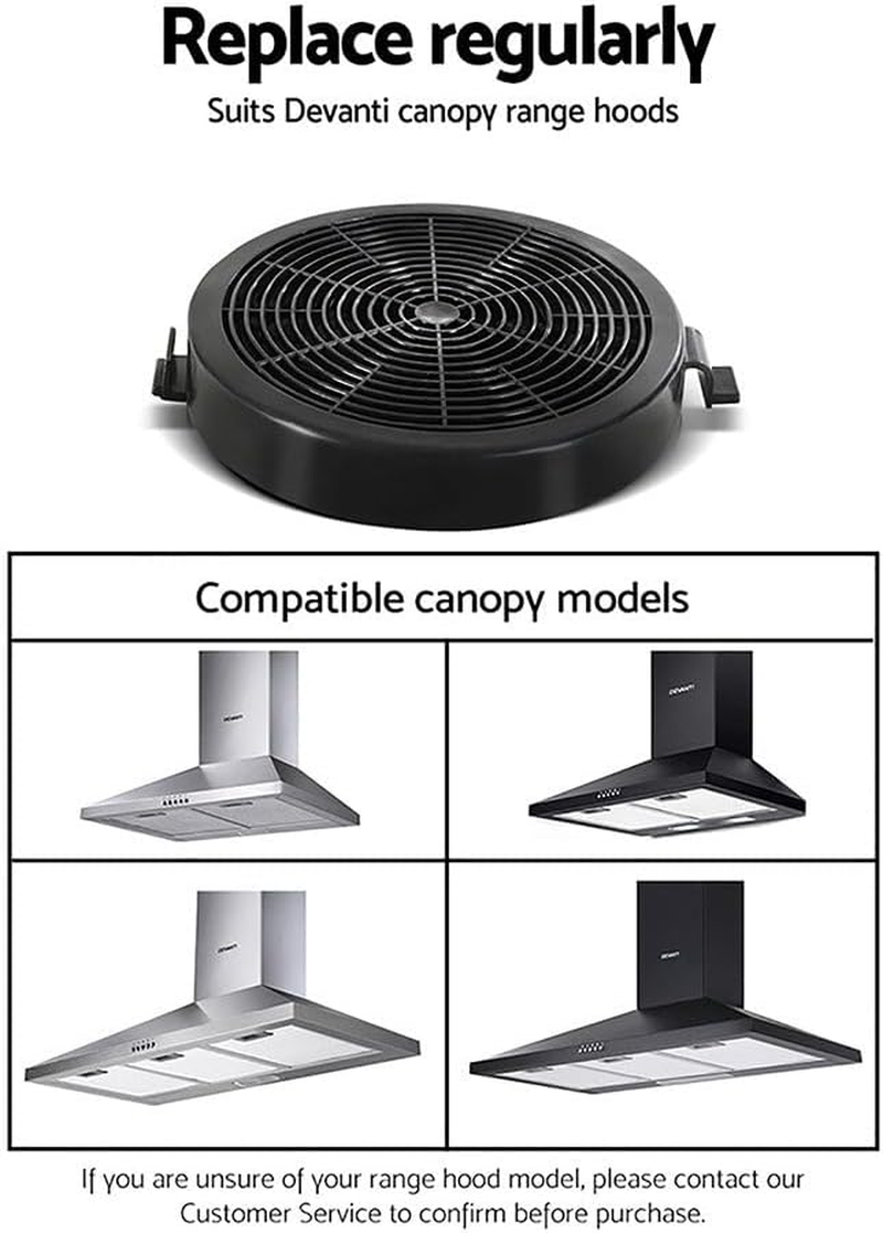 Devanti Activated Charcoal Carbon Filter Range Hood Filters, Pyramid Rangehood Replacement for Ductless Ventless Set of 2, Black Kitchen Cooker Accessories image number 5