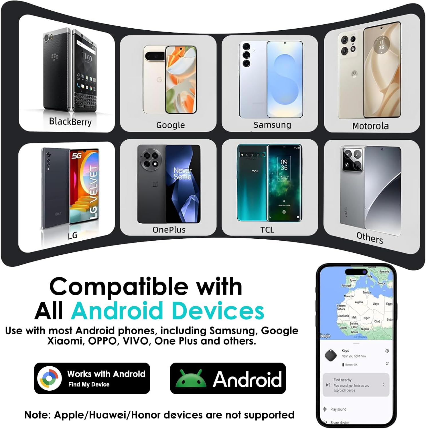 [2-Pack] Bluetooth Tracker for Android Phones(Not for Ios), Google Certified Smart Tracking Tag for Google Find Hub. Key Finder Item Locator for Keys, Luggage, Backpack and More (1 Black+1 White)