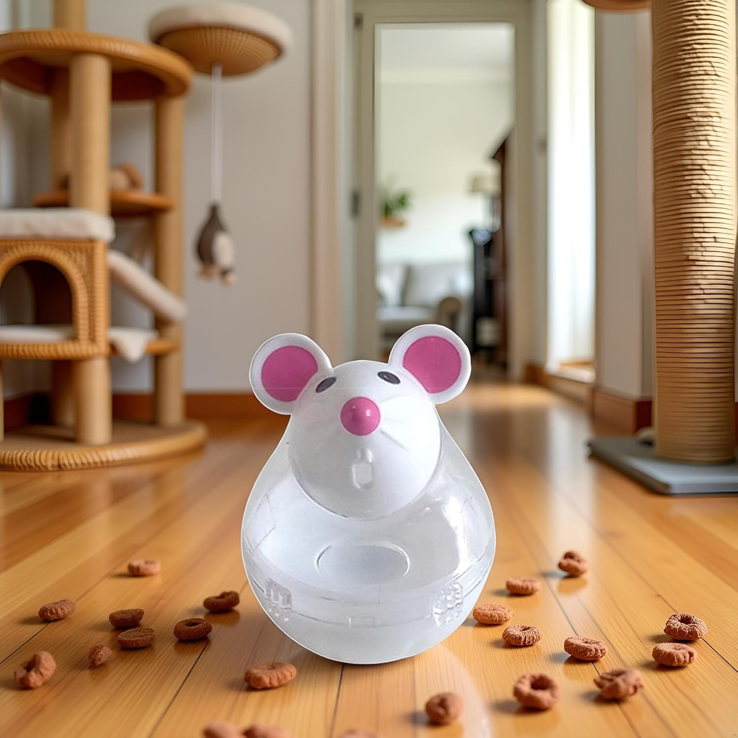 Pchnfei Interactive Cat Toy, Mouse Shape Treat Dispenser, Food Storage Holder for Indoor Cats and Kittens, Cat Mice and Animal Toys for Pets, Increase IQ Interactive