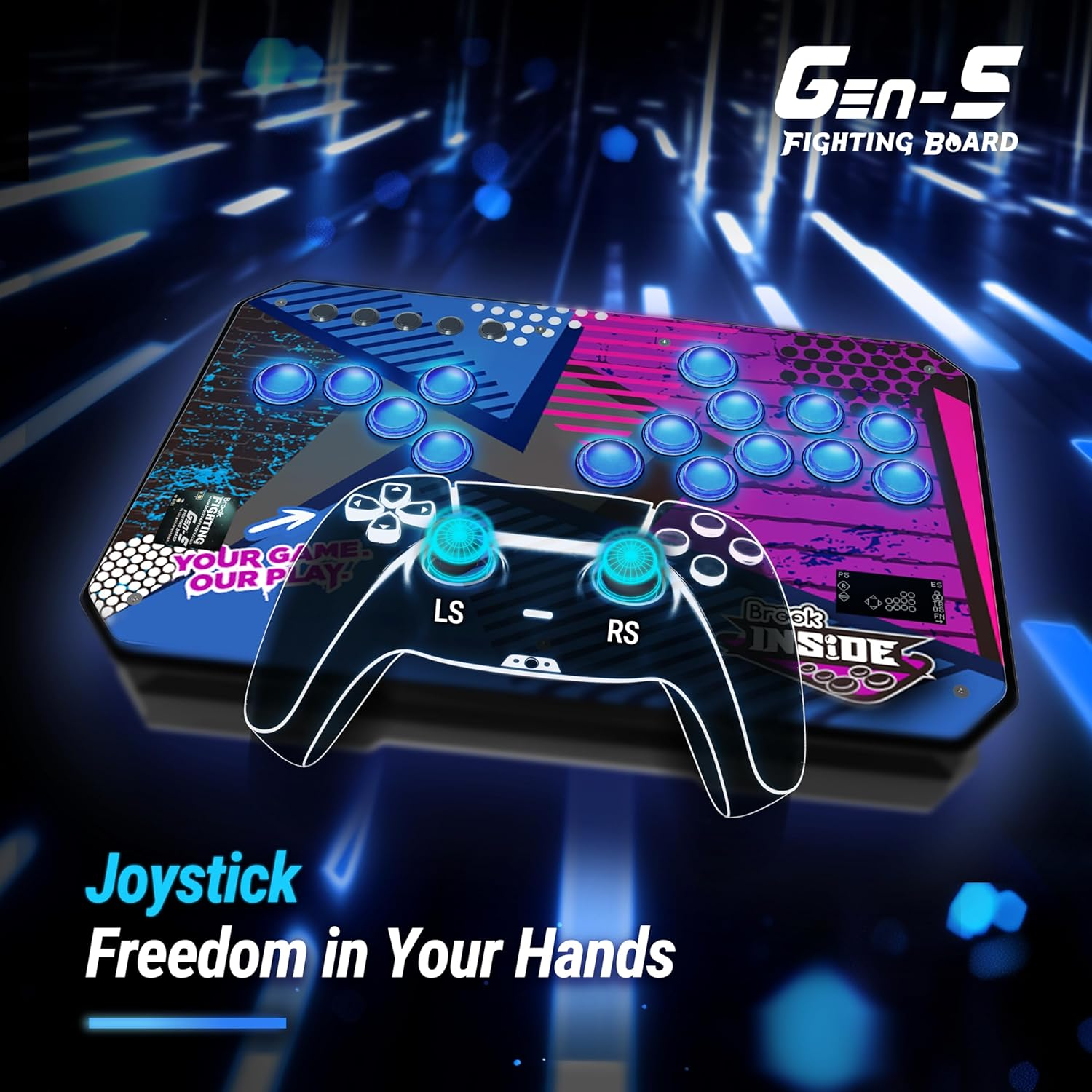 Brook Gaming GEN 5 Fighting Board with RGB Sticker &ndash; Multi-Platform Support for PS5, PS4, Switch, Switch 2 & PC &ndash; Ultra-Fast Input for Competitive Play【Exclusive Version】 image number 6