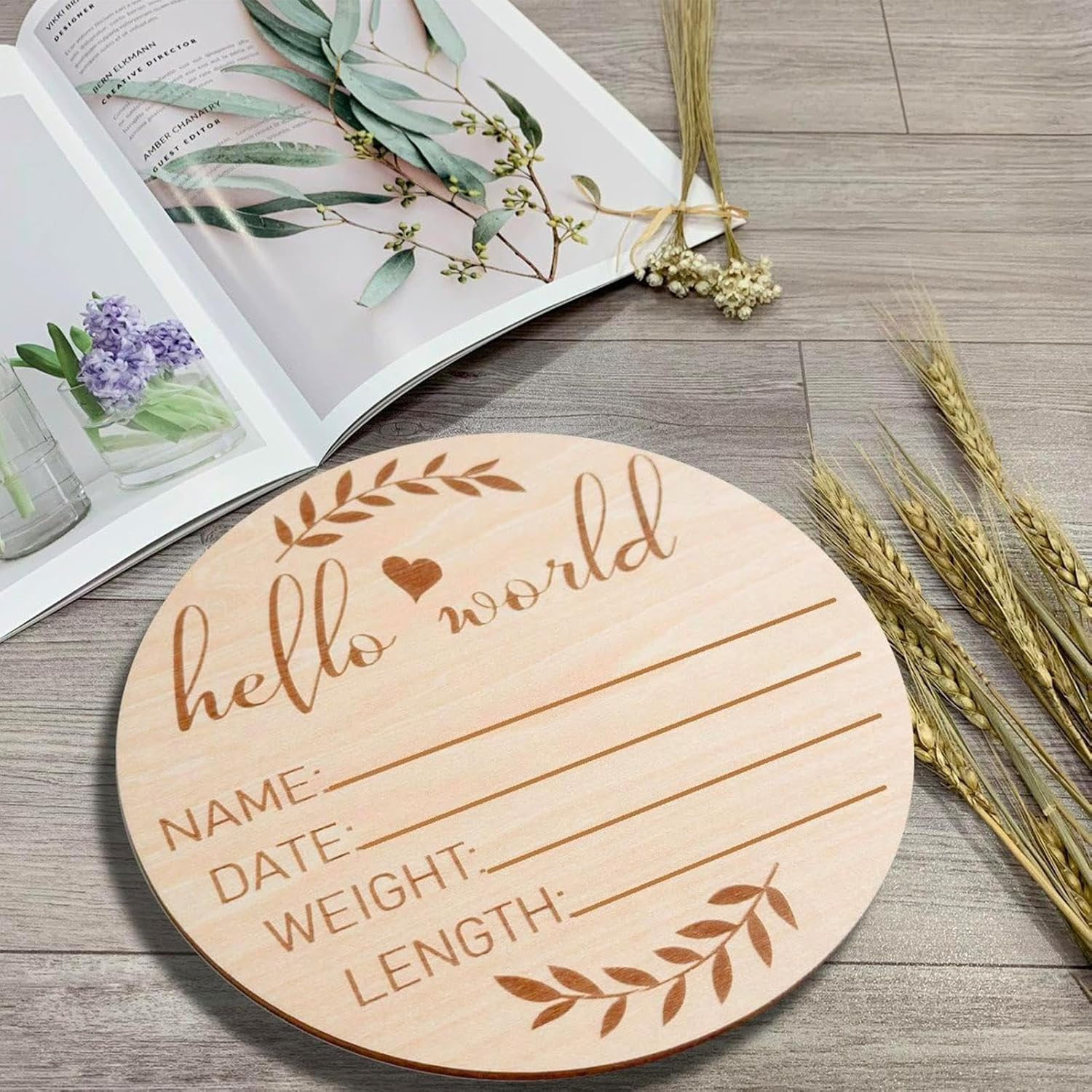 Baby Announcement Sign,Wooden Baby Birth Sign 5.9 Inch | Unique Baby Name Announcement Sign for Welcome Baby Come image number 4