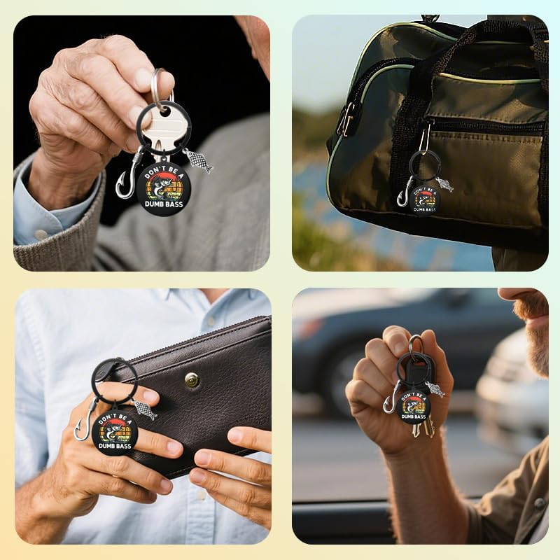 Funny Fishing Keychain for Fisherman Birthday Gifts for Husband Boyfriend Fathers Day Presents for Grandpa Dad Fish Lovers Fishing Retirement Gifts for Men Elderly Friend Don'T Be a Dumb Bass Keychain image number 6