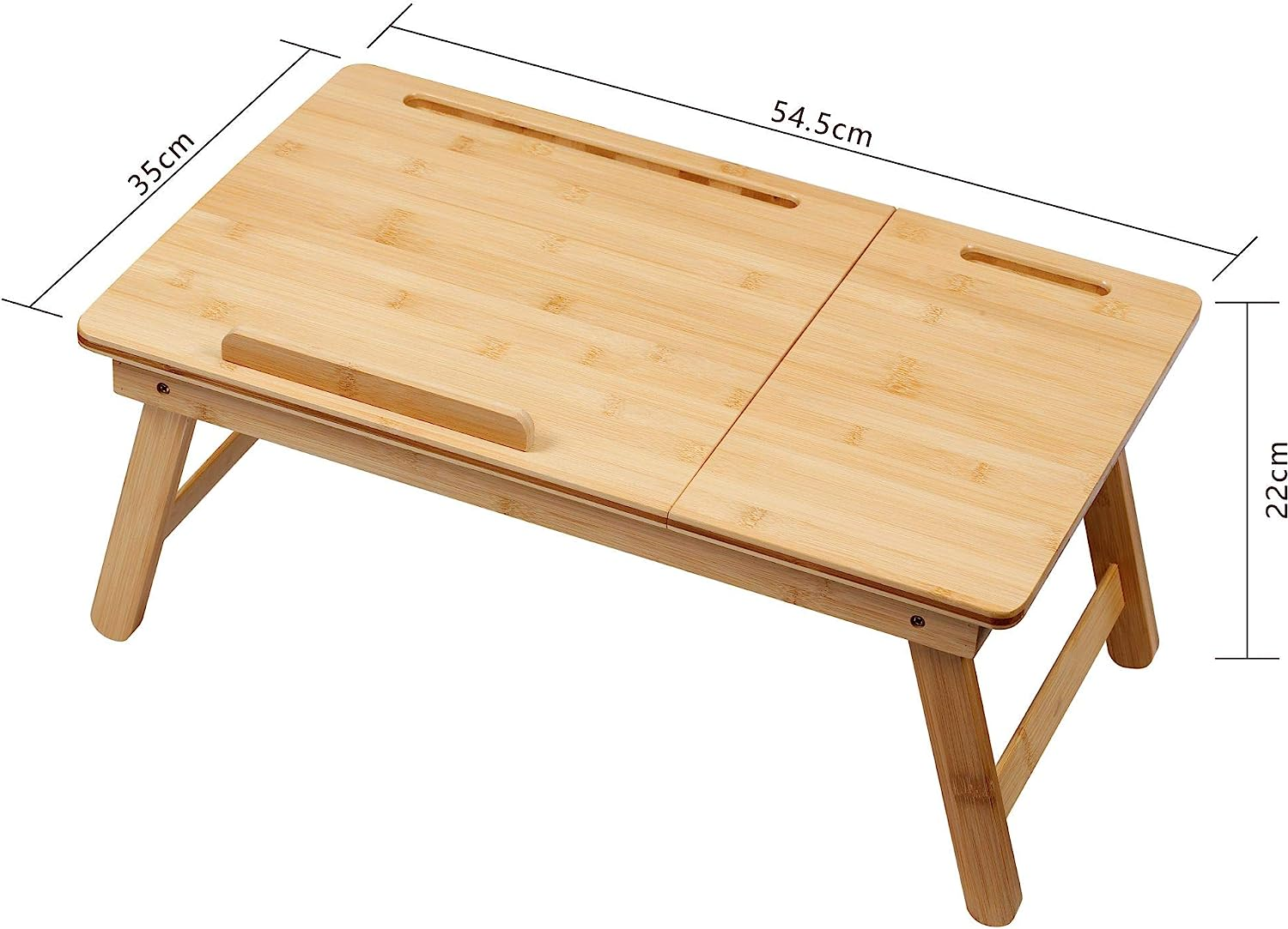 Bamboo Multi Tasking Laptop Bed Tray Multi-Position Adjustable Tilt Surface - Pull down Legs - Great for Computer Ipad Book Coloring Stand image number 2