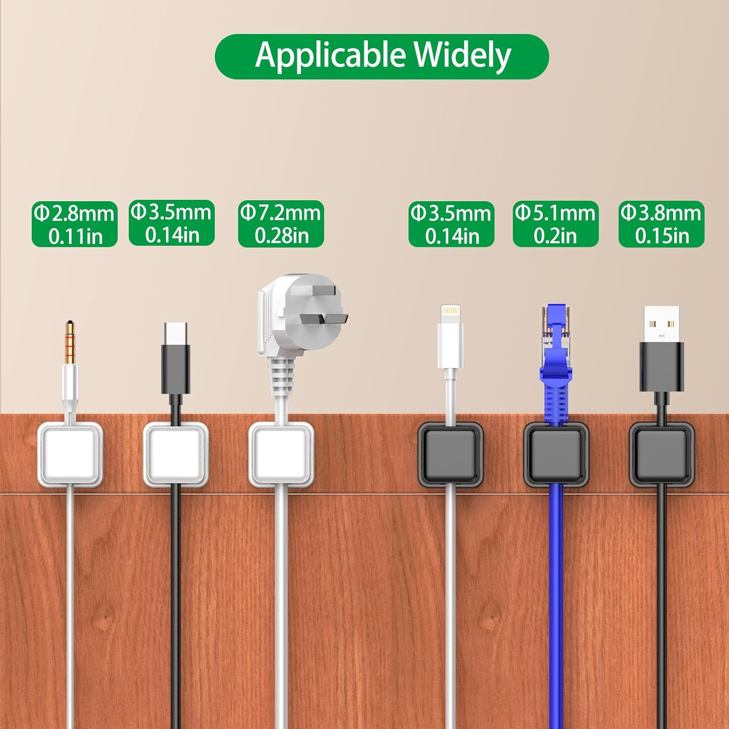 10-Pack Cable Cord Organizer Clips for Cable Management, Strong Adhesive Cord Holder for Kitchen Appliances Wall Office Desk Phone Charging Wire Keeper (10, White)