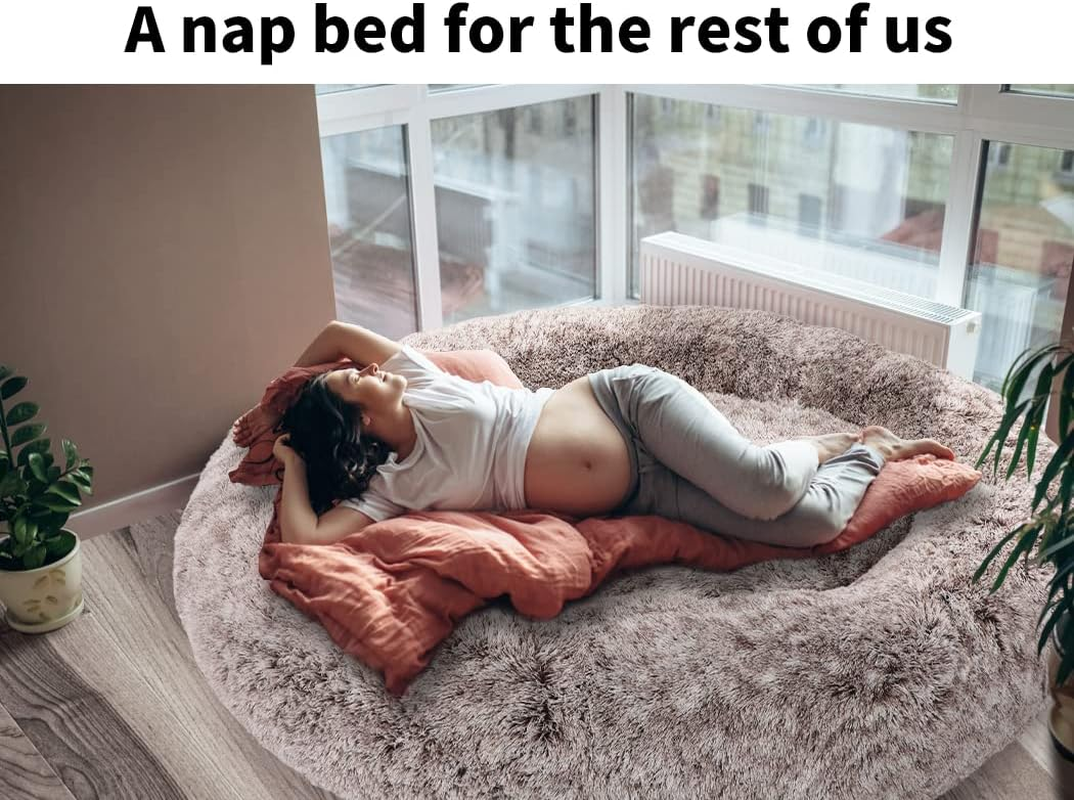 Thenapbed 1.8M Human Size Pet Bed Fluffy Calming Washing Napping Mattress Brown image number 3