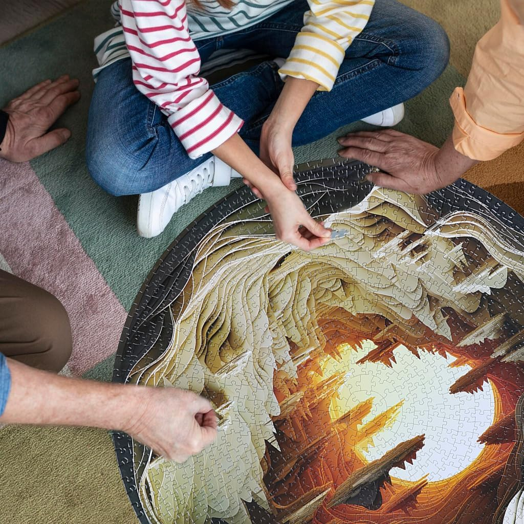 Bgraamiens Puzzle-Dawn- 3D Visual Dawn inside a Cave 1000 Pieces round Puzzle for Adult, Hard Challenge Puzzle for Adult image number 6
